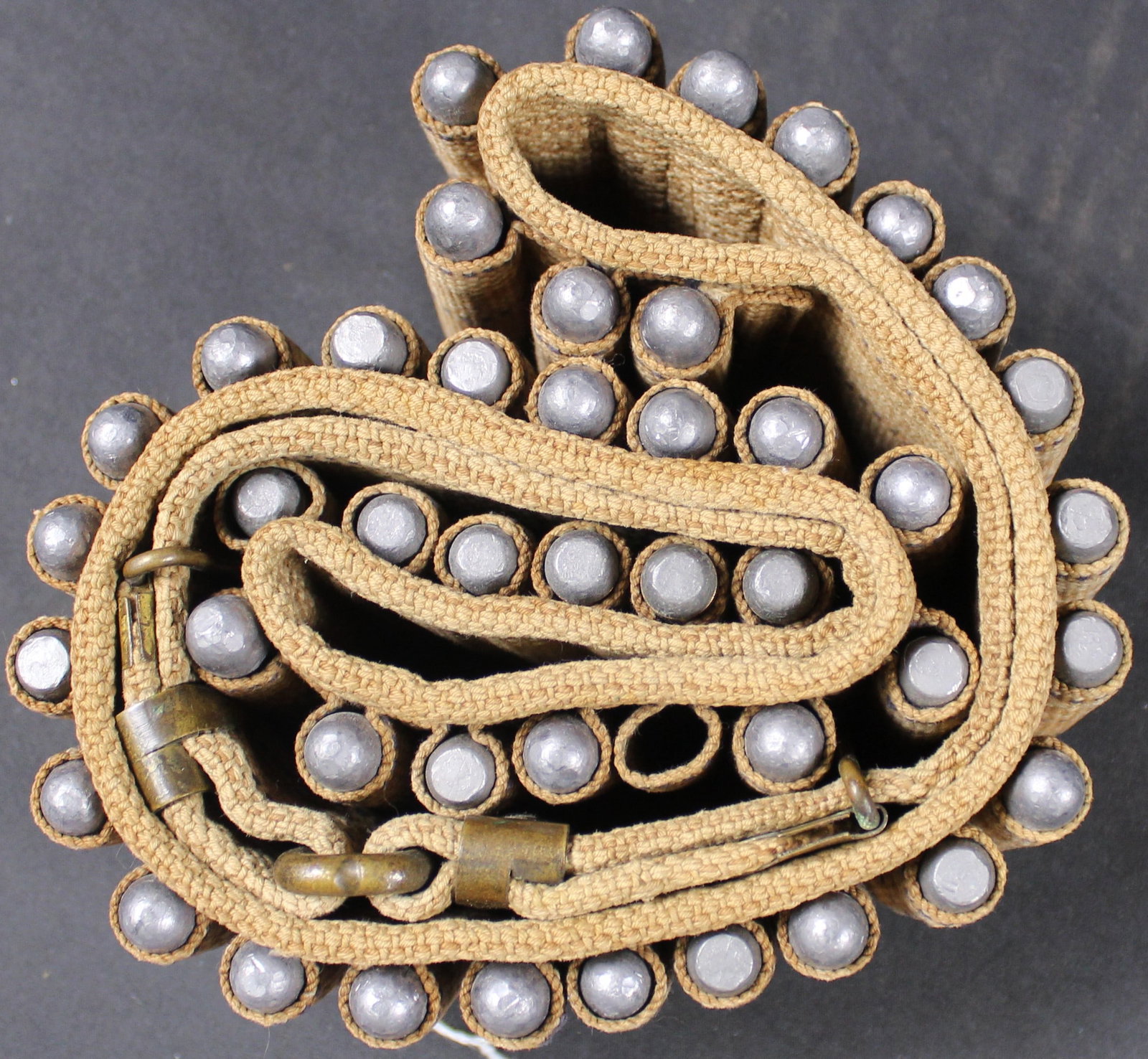 US Manufactured Spanish-American War .45-70 Gov't Ammunition Belt w/ Appx. 40 Inert Rounds (FMI) - 4