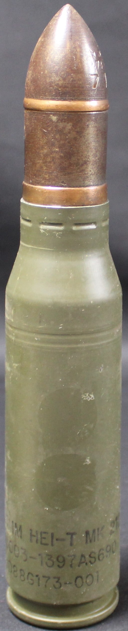 Inert 25mm HEI-T Round for the bradley Fighting Vehicle (FMI): Description coming soon!