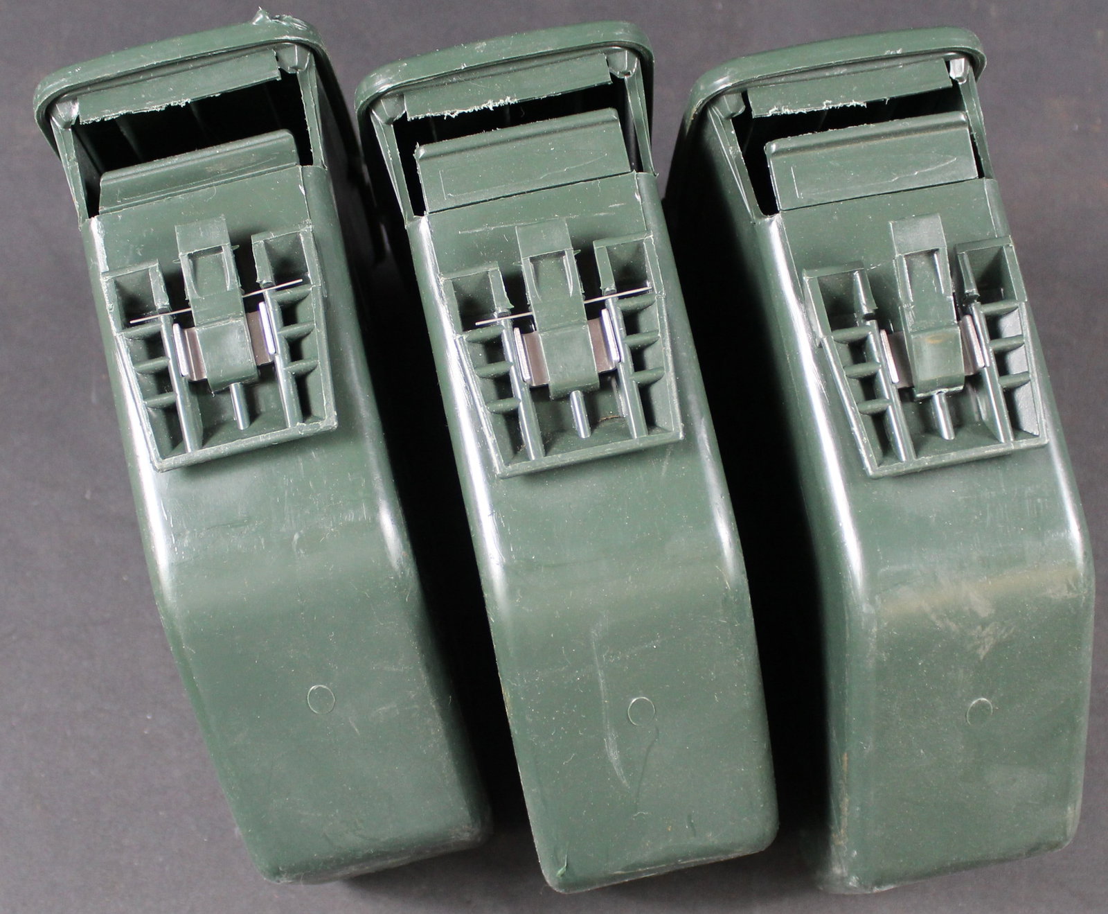 Group Lot of Three M249 SAW Detatchable Ammunition Canisters (FMI): Description coming soon!