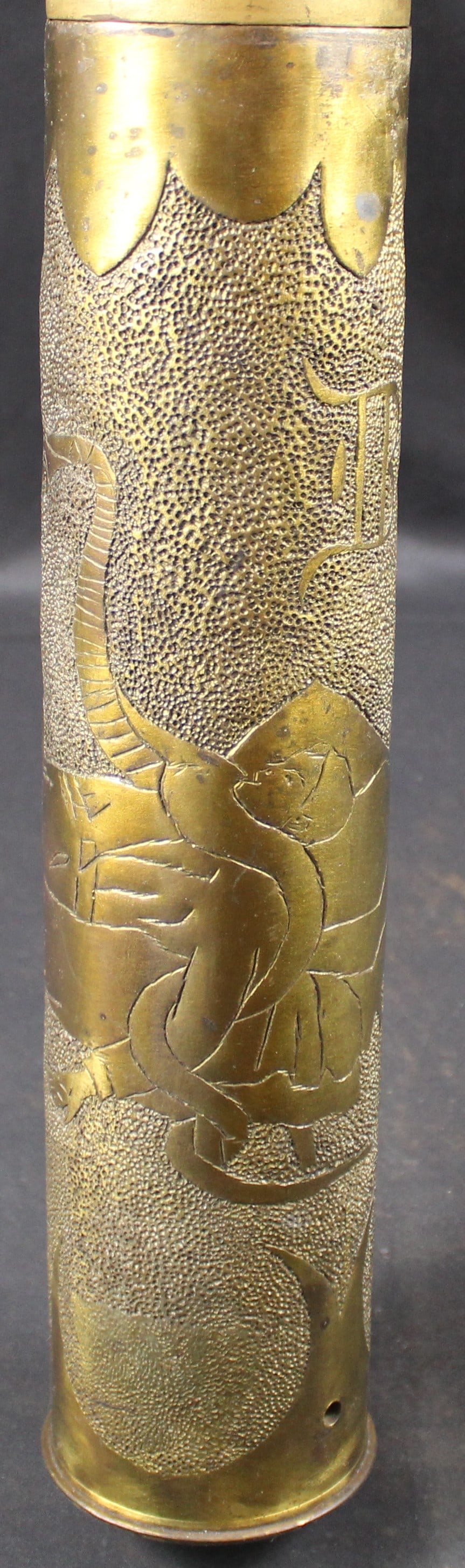 Inert 75mm "Trench Art" US Ordnance Marked Shell and Projectile - 2