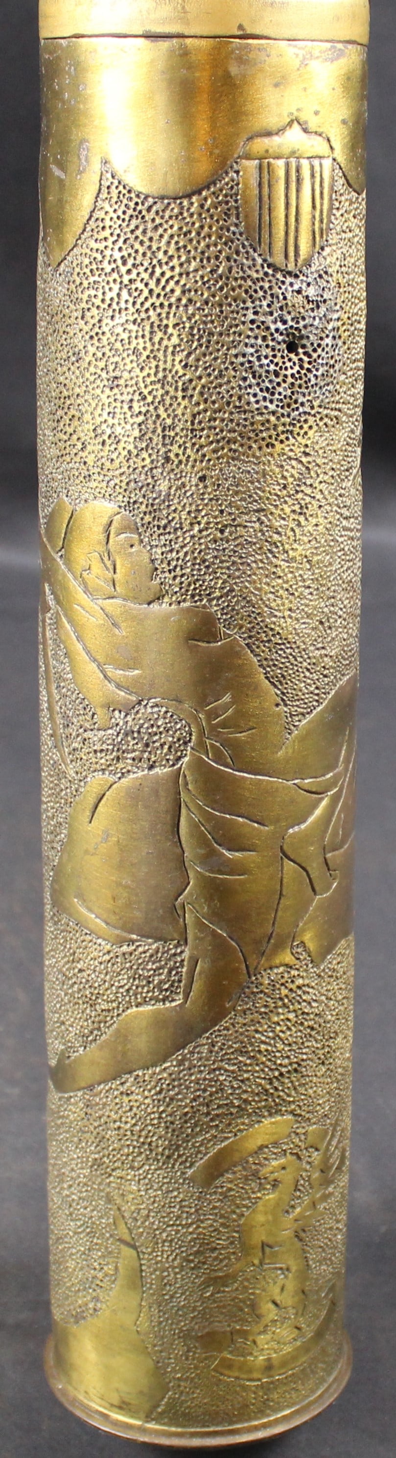 Inert 75mm "Trench Art" US Ordnance Marked Shell and Projectile - 3