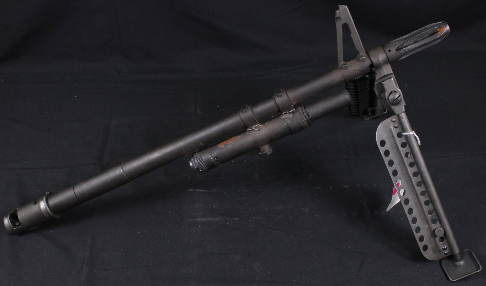 M60 SAW Barrel with Bipod (FMI): This M60 machine-gun barrel with front sight, flash suppressor, gas cylinder and bipod is in good condition showing some minor pitting and surface rust. Bidders are welcome to preview items in person