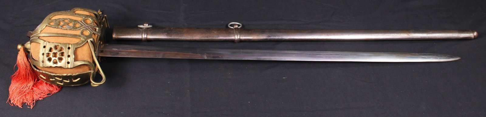 Ornate Indian Embossed Basket Hilted Backsword and Sheath (JAA) - 2