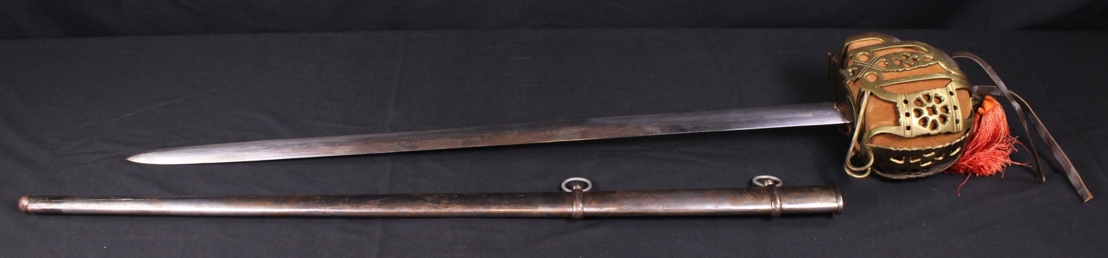 Ornate Indian Embossed Basket Hilted Backsword and Sheath (JAA) - 3