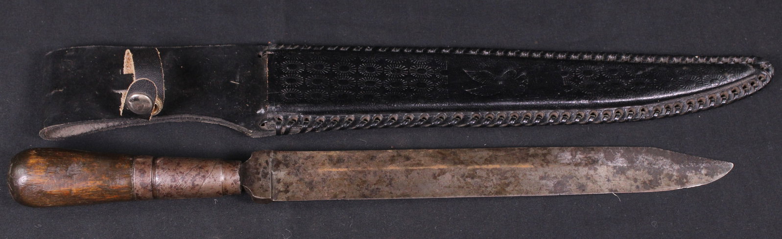 Civil War Fighting Knife and Sheath (SNR): Description coming soon! Bidders are welcome to preview items in person during our normal operating hours Tuesday through Saturday 11am-6pm. Estimated shipping parcel size (LxWxH) 24 inches x 6