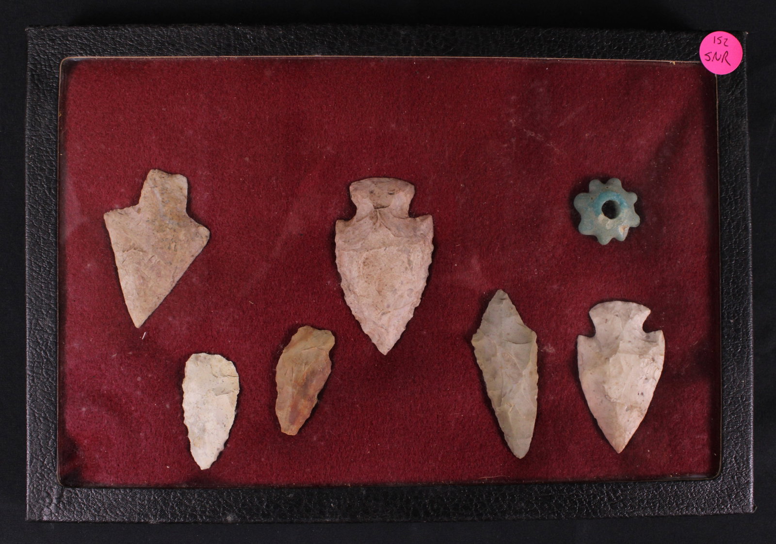 Riker Box of Native American Arrow Heads and Bead (SNR) (1 of 1)