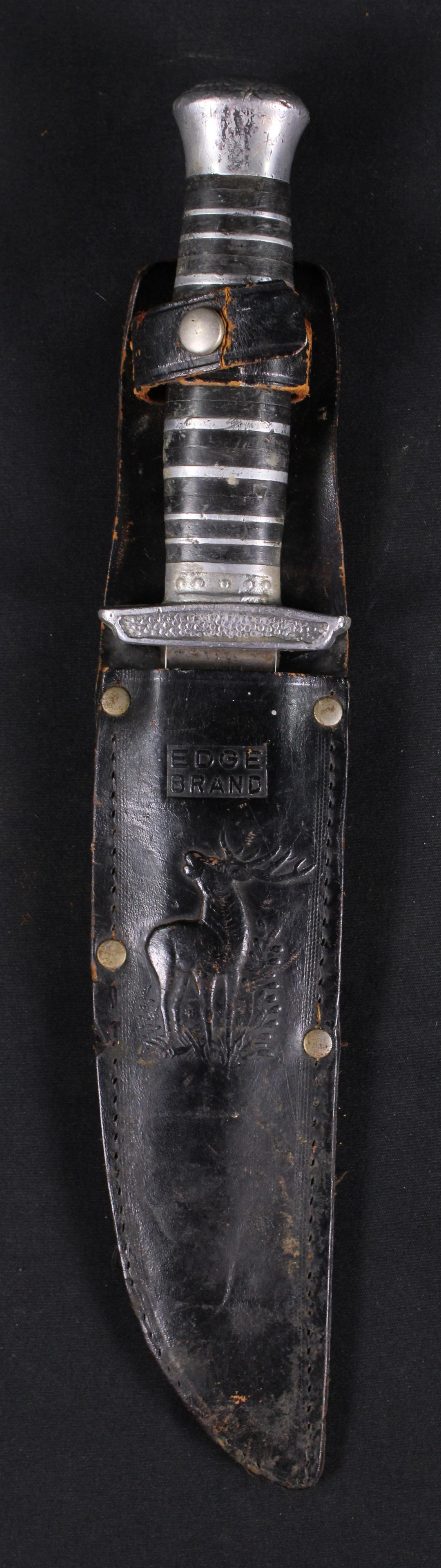 Vintage Edge Brand Solingen Germany Frontier Fixed Blade Hunting Knife with Sheath (SNR) - 2