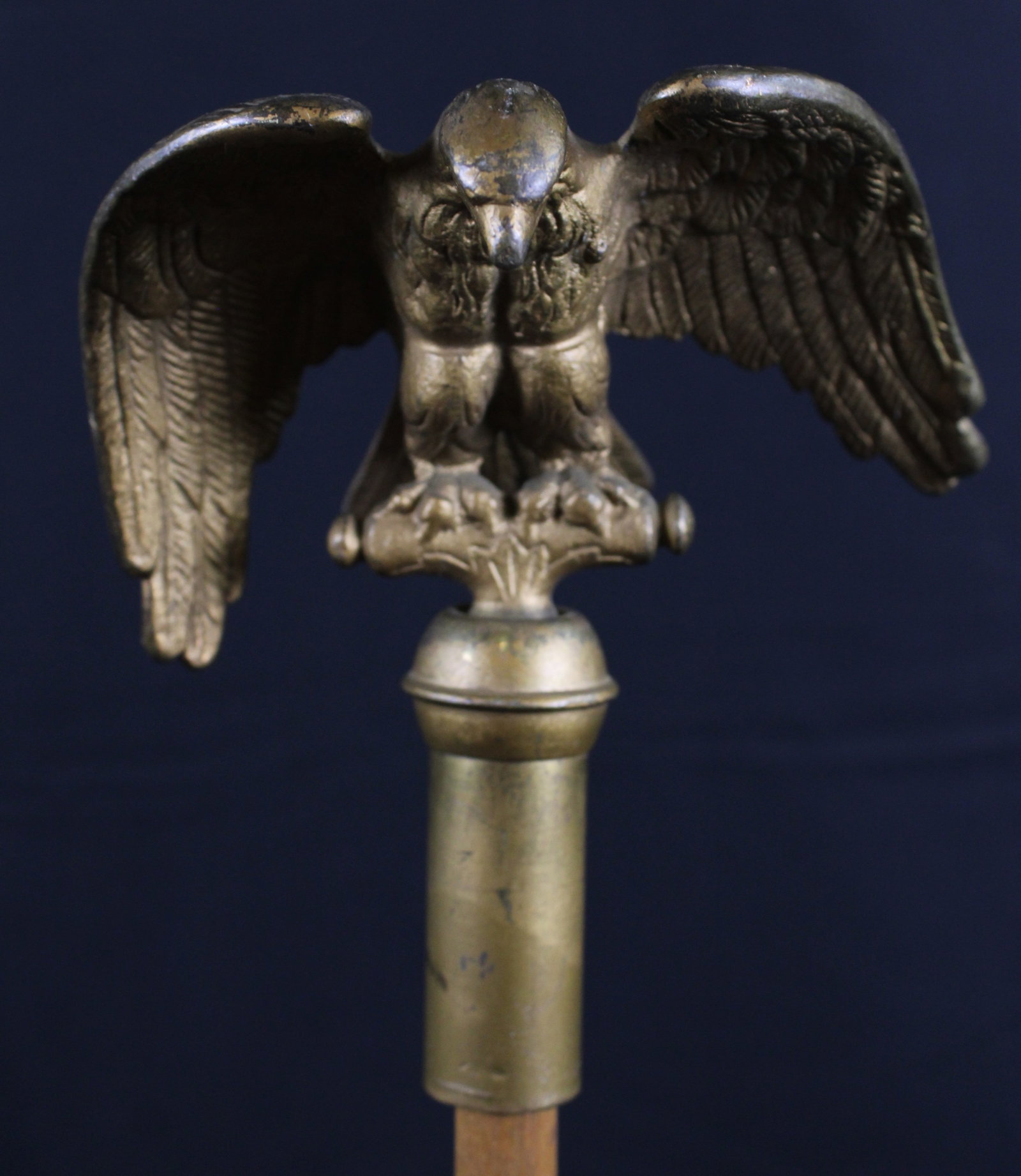 Vintage Bronze Metal Eagle Flagpole Finial Topper (SNR) - 2