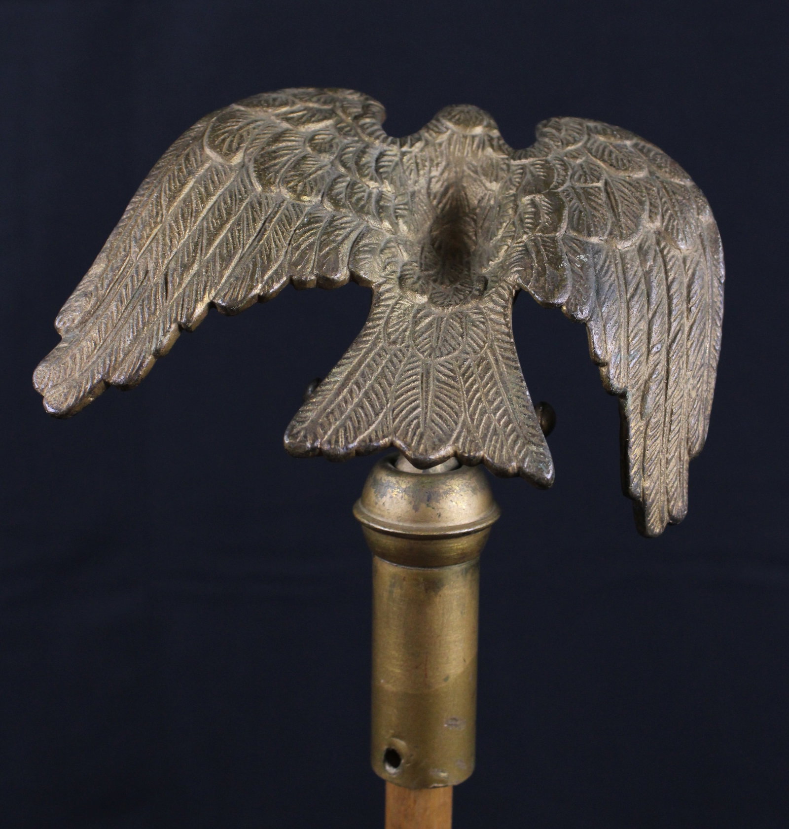 Vintage Bronze Metal Eagle Flagpole Finial Topper (SNR) - 3