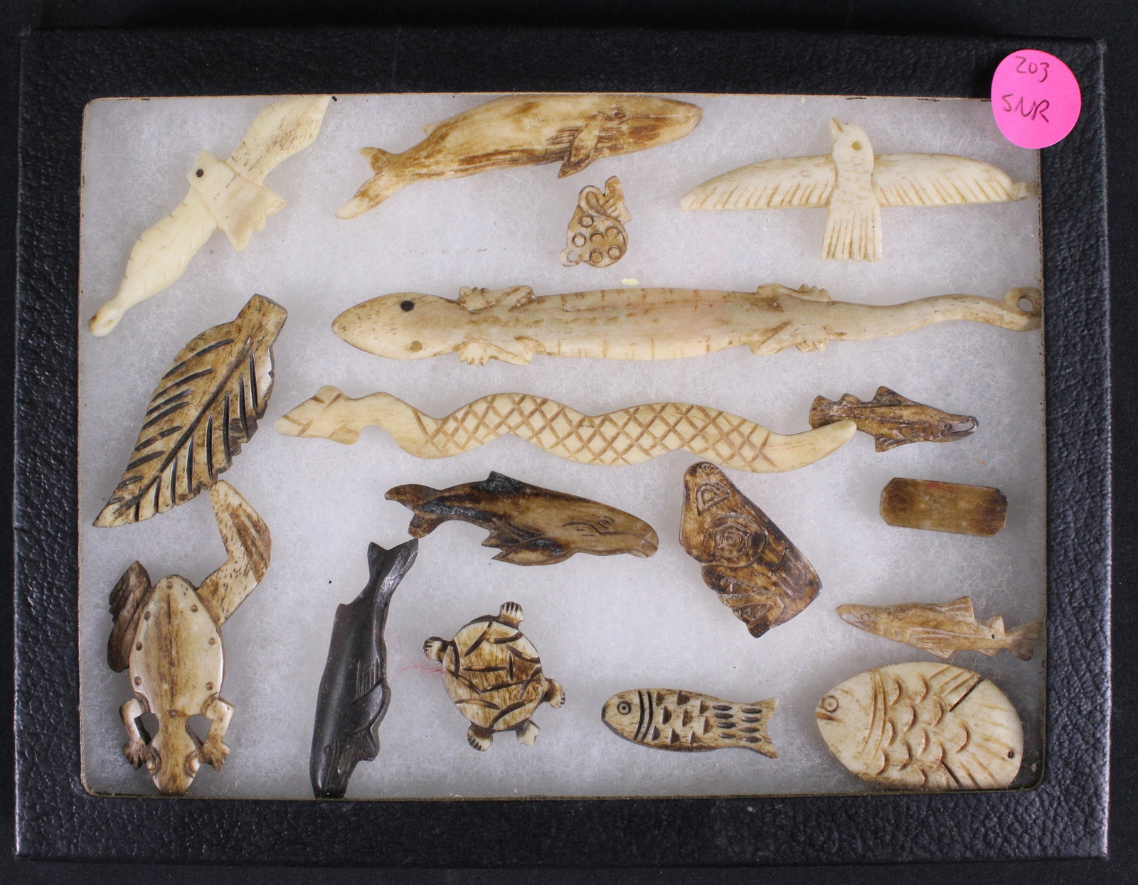 Native American Hand-Carved Bone Animal Effigees (SNR): Description coming soon! Bidders are welcome to preview items in person during our normal operating hours Tuesday through Saturday 11am-6pm. Estimated shipping parcel size (LxWxH) 12 inches x 10 inche
