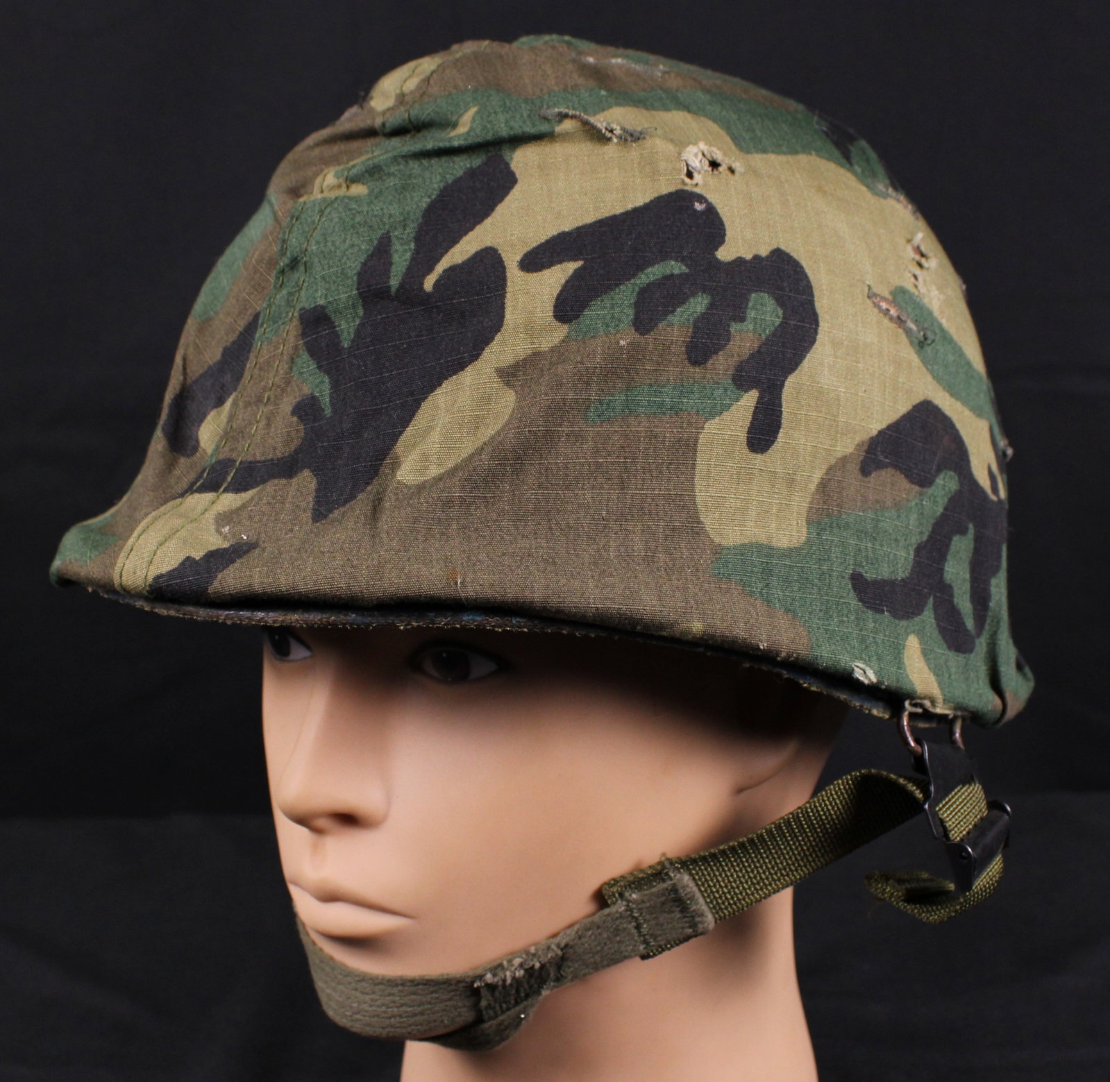 Vietnam Era M1 Helmet with Liner With Post Vietnam M81 Helmet Cover (BTJ): Description coming soon! Bidders are welcome to preview items in person during our normal operating hours Tuesday through Saturday 11am-6pm. Estimated shipping parcel size (LxWxH) 12 inches x 12 inche