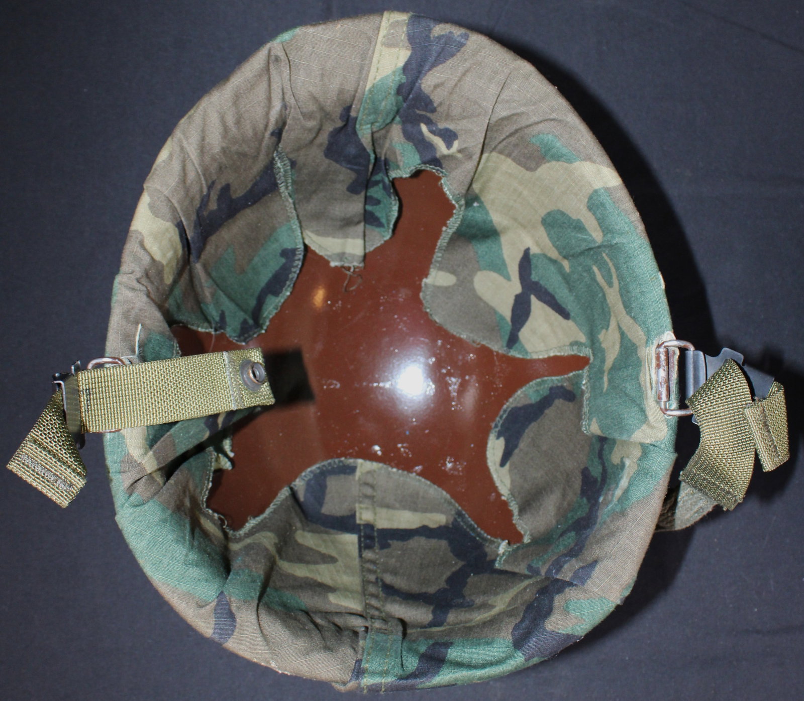 Vietnam Era M1 Helmet with Liner With Post Vietnam M81 Helmet Cover (BTJ) - 7