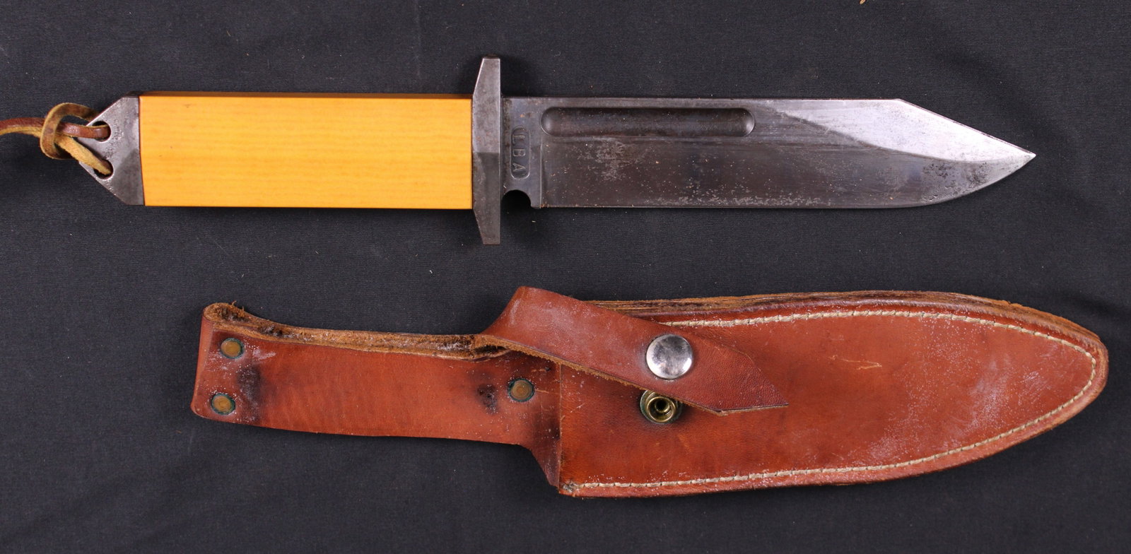 Lba Marked Knife With Sheath (KFC): Description coming soon! Bidders are welcome to preview items in person during our normal operating hours Tuesday through Saturday 11am-6pm. Estimated shipping parcel size (LxWxH) 24 inches x 8