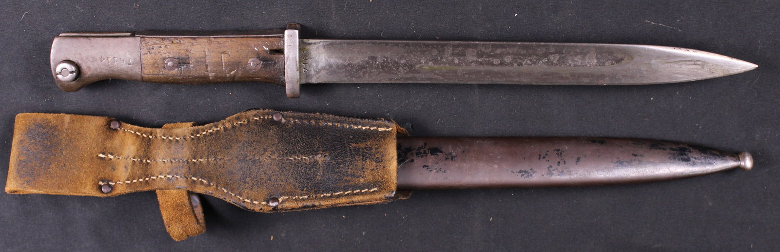 German K98 Bayonet Produced Berg and Co. with Two Sets Of Initials And Frog (BTJ) - 2