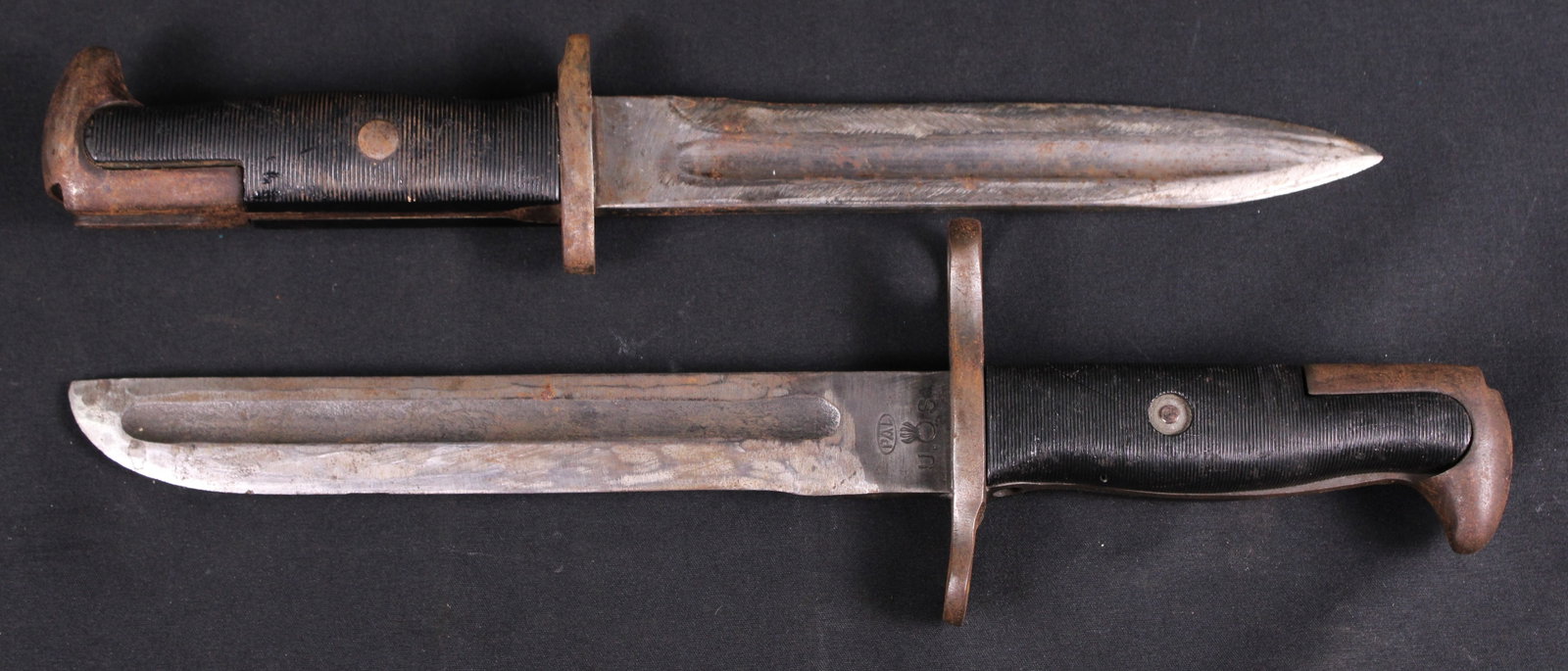 Two M1 Bayonet Field-Converted Fighting Knives (JAA): Description coming soon Bidders are welcome to preview items in person during our normal operating hours Tuesday through Saturday 11am-6pm. Estimated shipping parcel size (LxWxH) 10 inches x 6 inches 