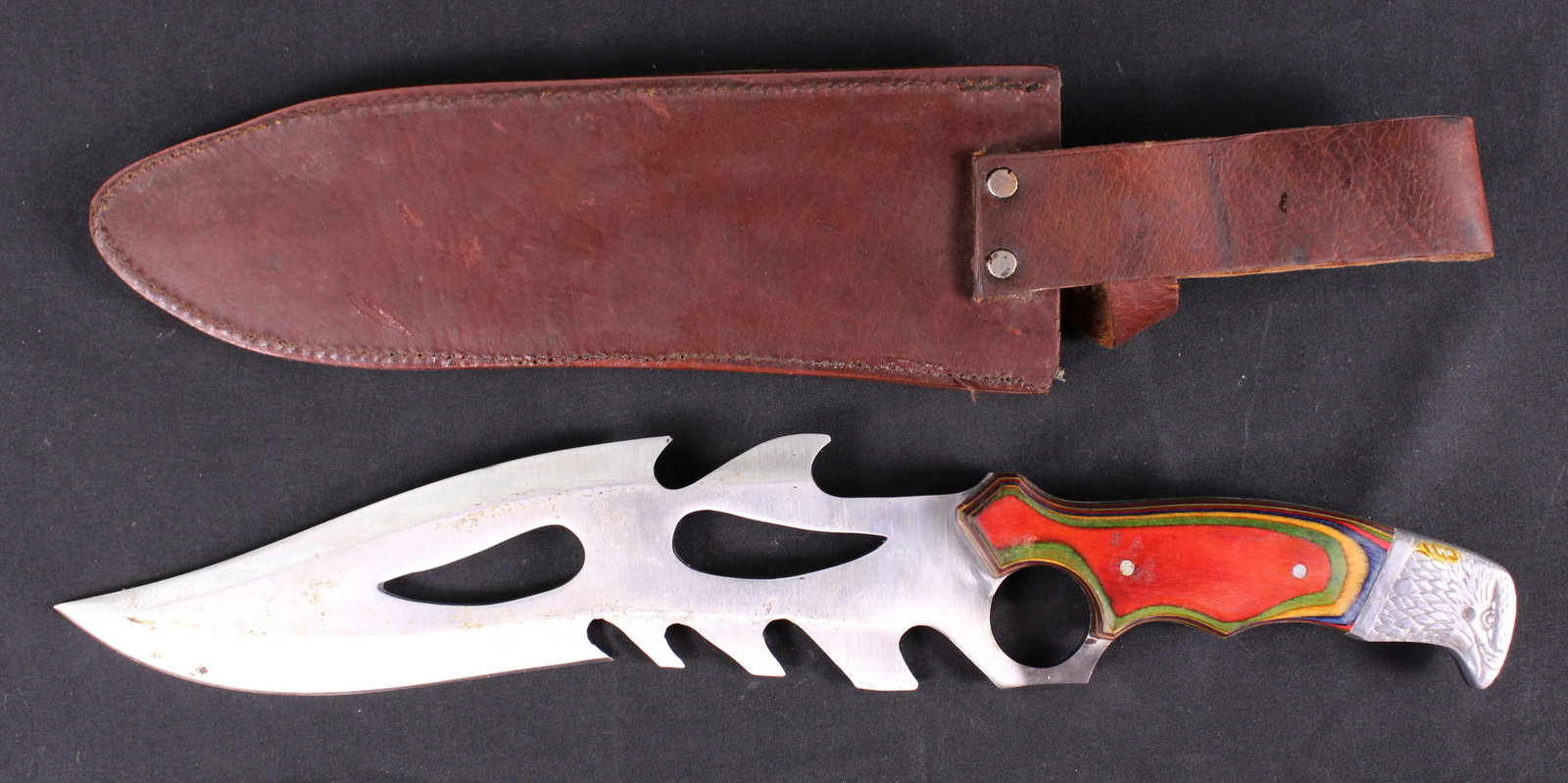 Stainless Steel Pakistani Made Knife With Leather Sheath (SAE) - 2