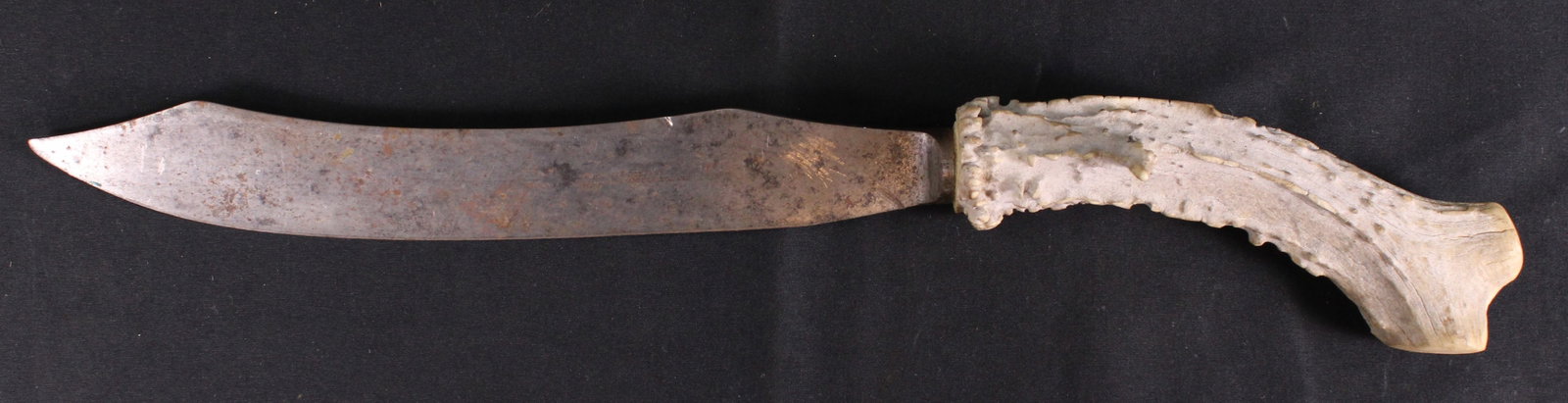 Vintage Antler Hilted Curved Knife Made By James W. Eustis Co. (JAA): Description coming soon Bidders are welcome to preview items in person during our normal operating hours Tuesday through Saturday 11am-6pm. Estimated shipping parcel size (LxWxH) 16 inches x 6 inches 