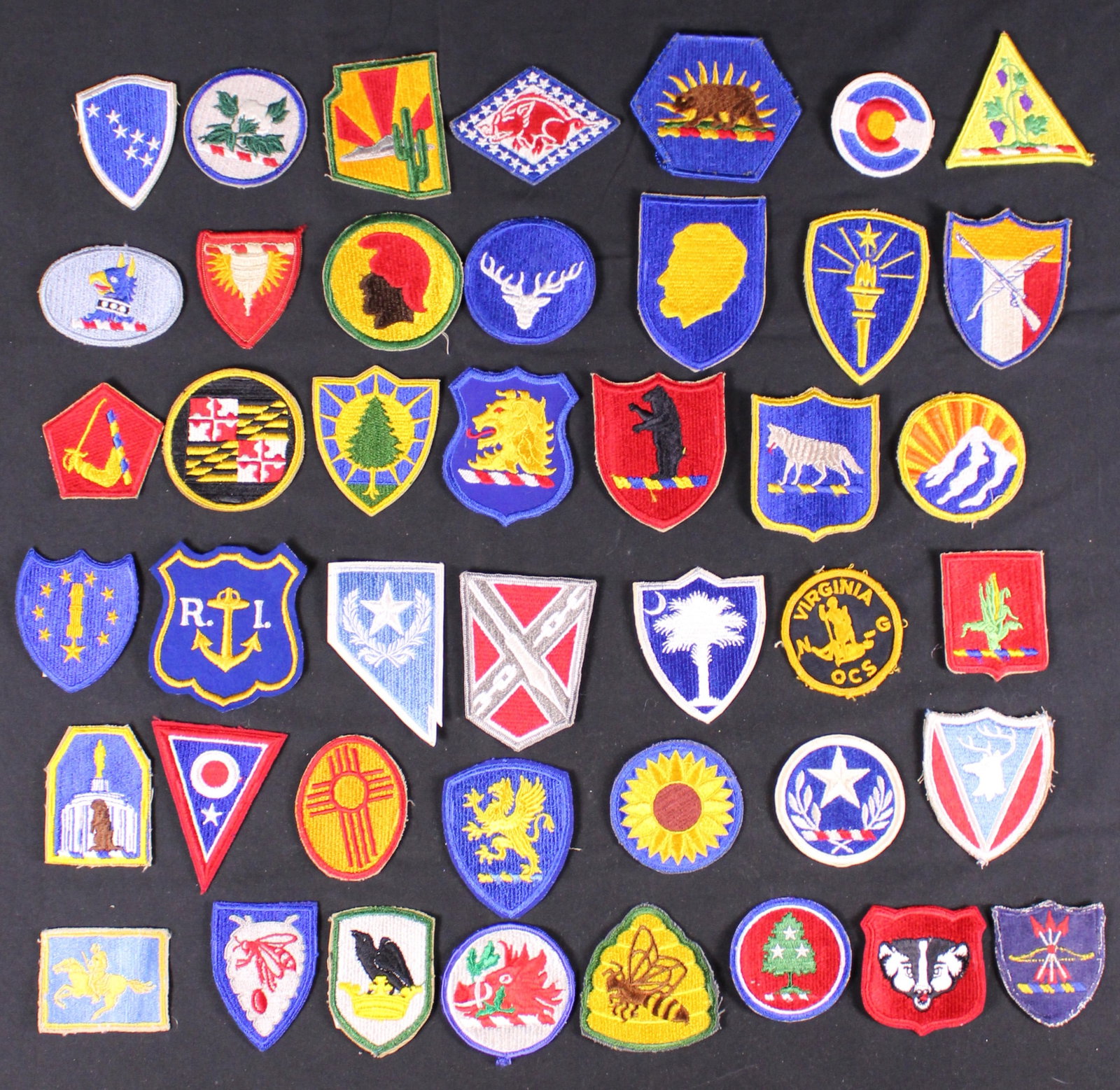 Group Lot Of 43 U.S. National Guard Patches (MIC): Description coming soon Bidders are welcome to preview items in person during our normal operating hours Tuesday through Saturday 11am-6pm. Estimated shipping parcel size (LxWxH) 6 inches x 6 inches x