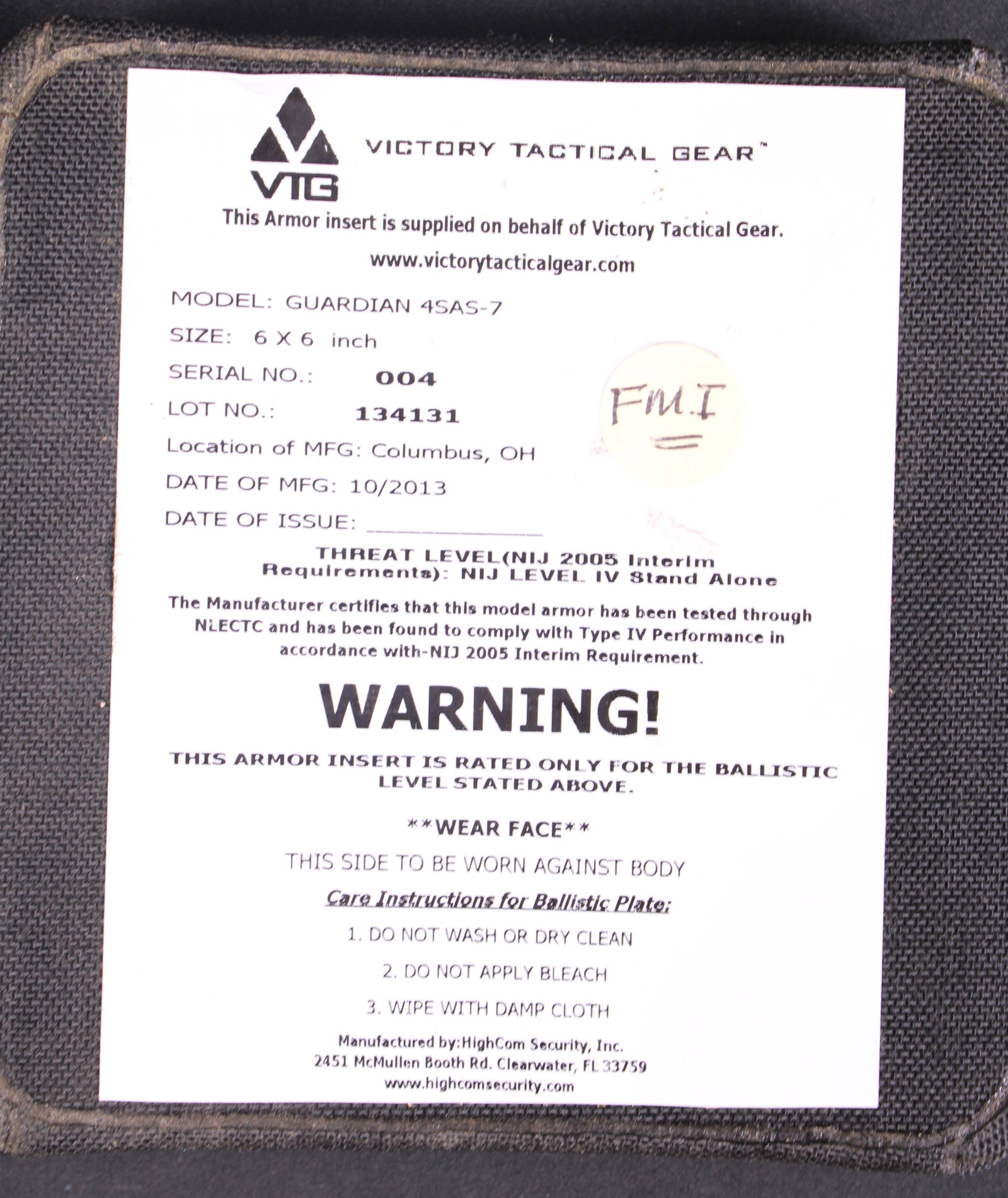 Group Lot Of Four Kevlar Side Plates (FMI) - 5