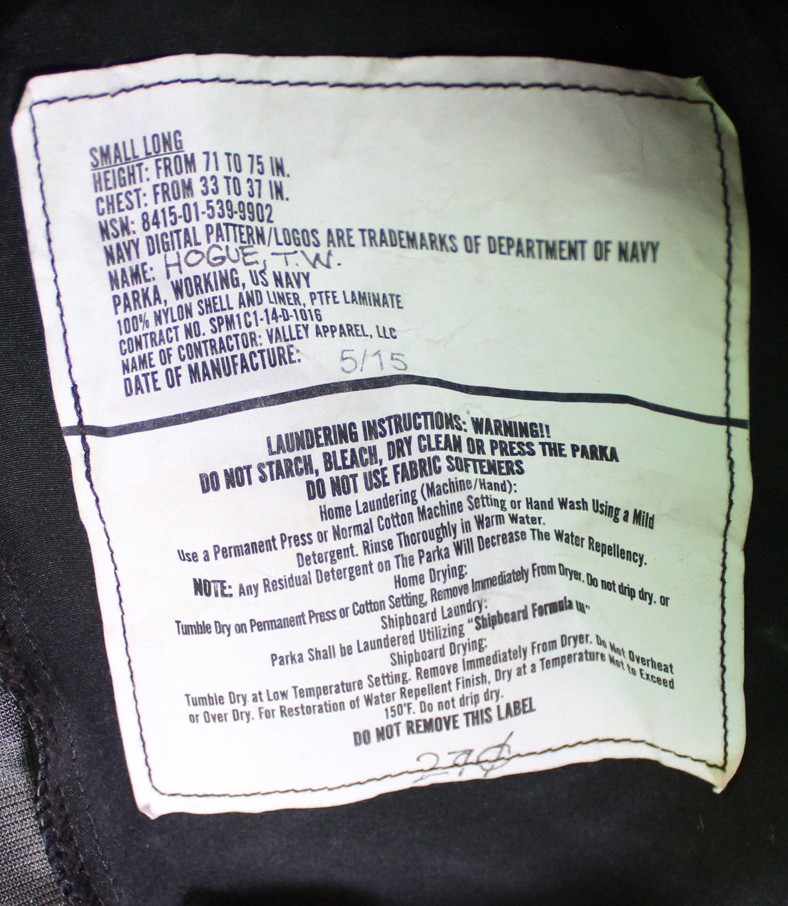 US Navy Type II Blue Gortex Parka (BLB) - 4