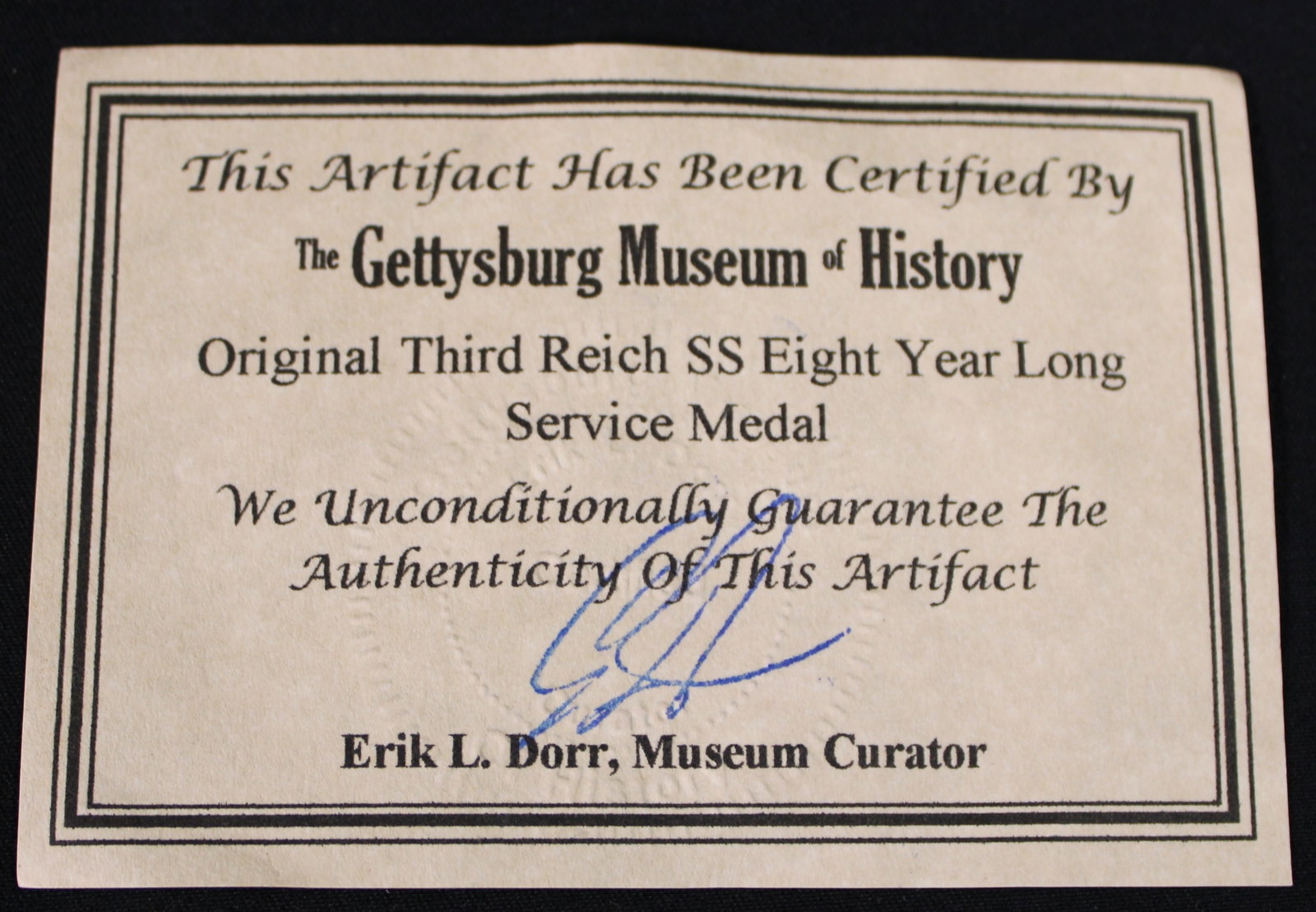 Authenticated Original Third Reich SS Eight Year Long Service Medal (BTJ) - 2