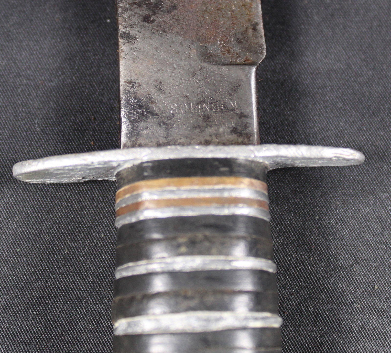 c.1950s Solingen Fixed-Blade "Sheriff Knife" Fighting Knife and Sheath (SNR) - 8