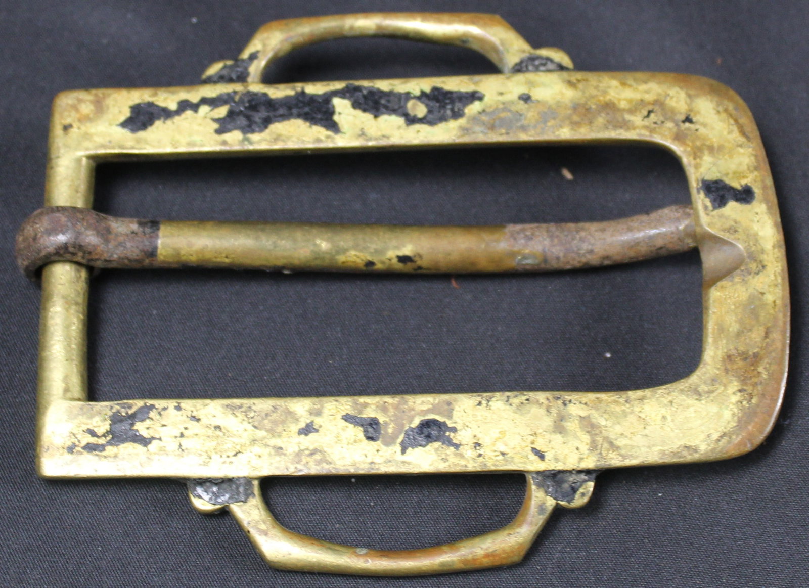 Large Revolutionary War Era Antique Brass Military Style Center-Bar Belt Buckle (SNR) - 2