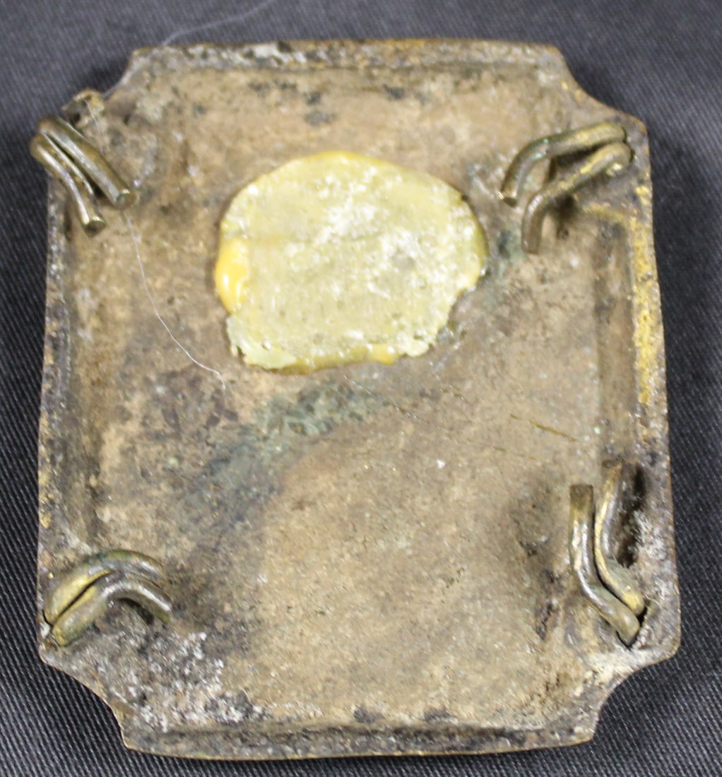 Vintage Suspected Revolutionary War Era Rectangular Monogrammed Brass Belt Buckle (SNR) - 2