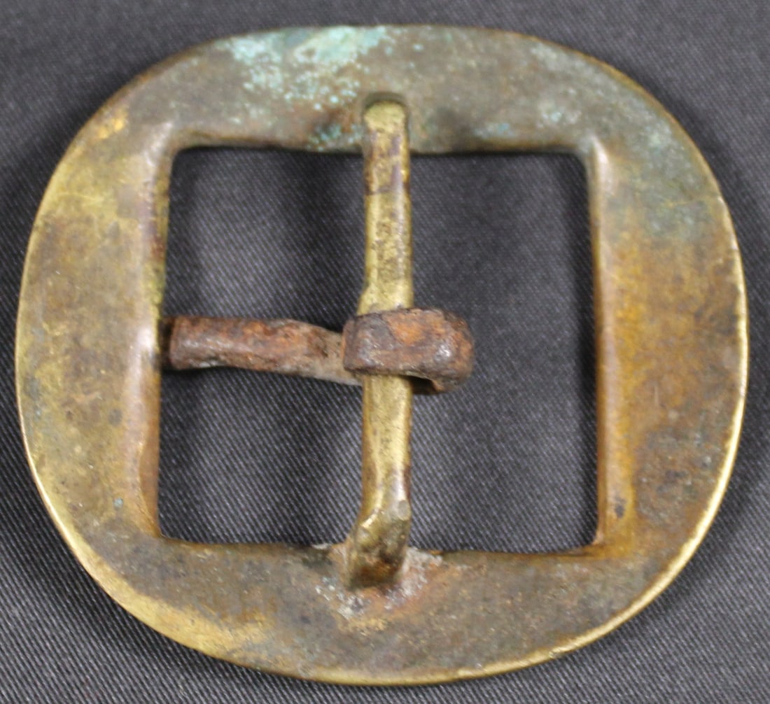 Antique Brass Military Style Center-Bar Belt Buckle (SNR) - 2