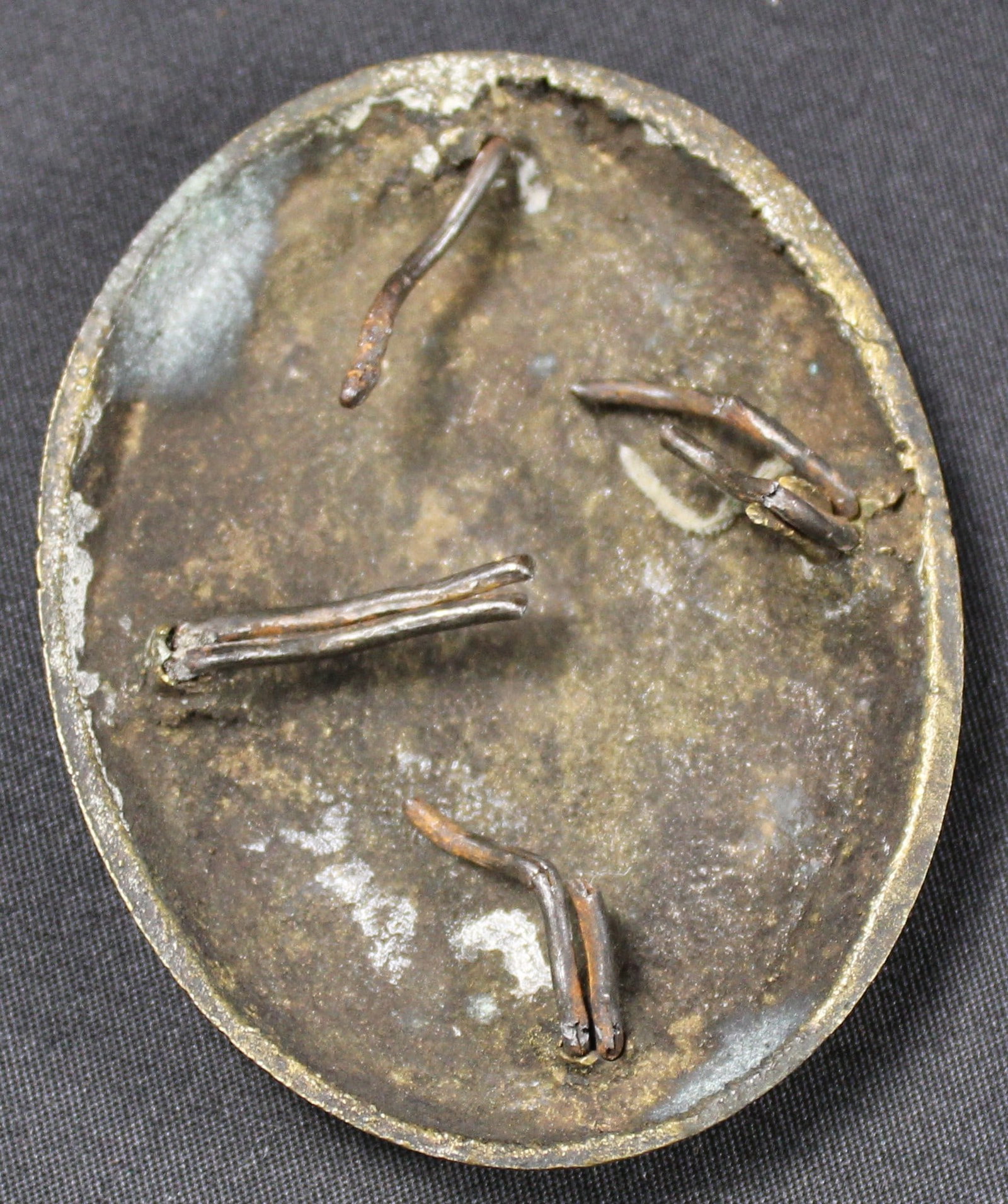 Vintage "WB" Suspected Revolutionary War Era Oval Shaped Monogrammed Brass Belt Buckle (SNR) - 2