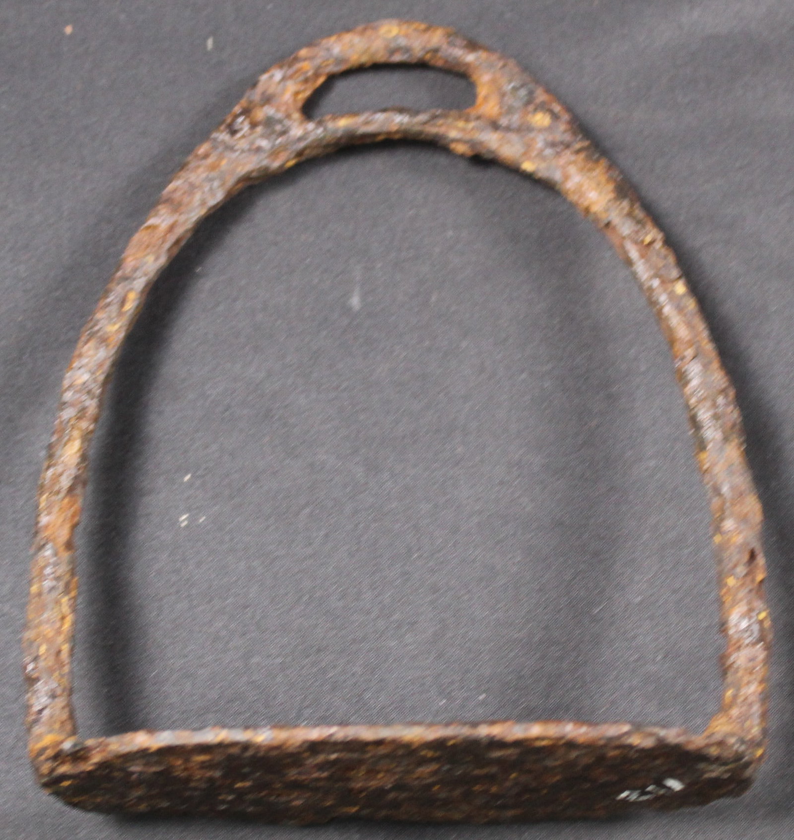 Kingston, TN Forth South Westpoint Stirrup c.1790s-1810s (SNR): A cast iron cavalry stirrup excavated by Frank Warren of Hixson, TN from Kingston, TN at the site of Fort South Westpoint. Fort Southwest Point is a reconstructed, pioneer-era frontier outpost
