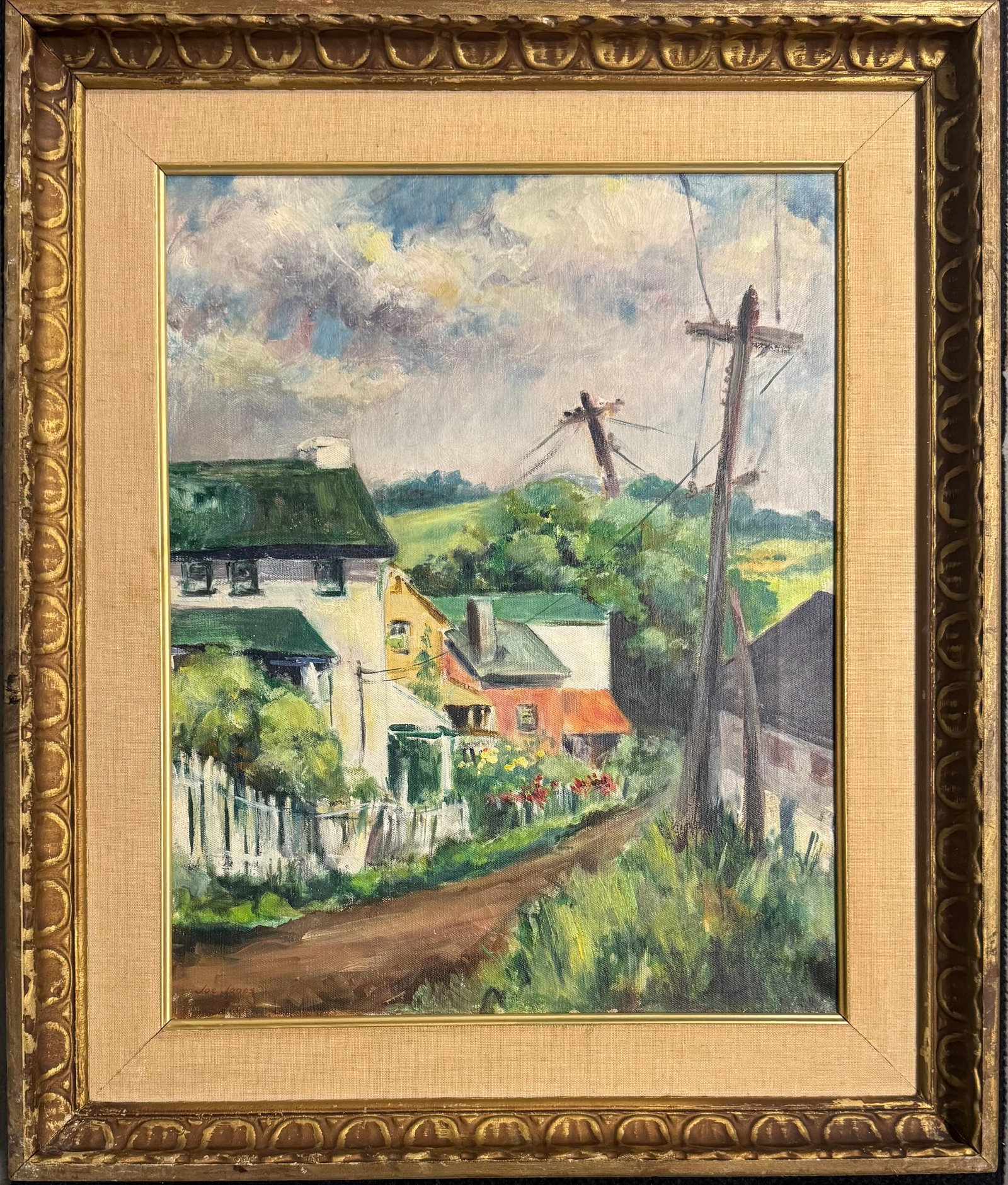 Joe (Joseph John) Jones Oil On Canvas: Joe (Joseph John) Jones(1909-1963)Oil on canvas 20x16”Frame:26x22”Born in St. Louis, Missouri, April 7, 1909, and died in Morristown, New Jersey, 1963, Joe Jones was a painter and lithogra