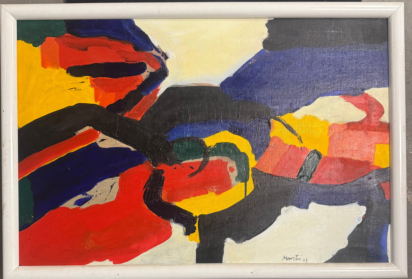 Edo Murtic Oil On Canvas Painting: Oil on canvas 20x30”Frame:22x32”The Croatian painter Edo Murtic (1921-2005) was an active member of the armed resistance against the German occupation in 1944. Before the war he painted re