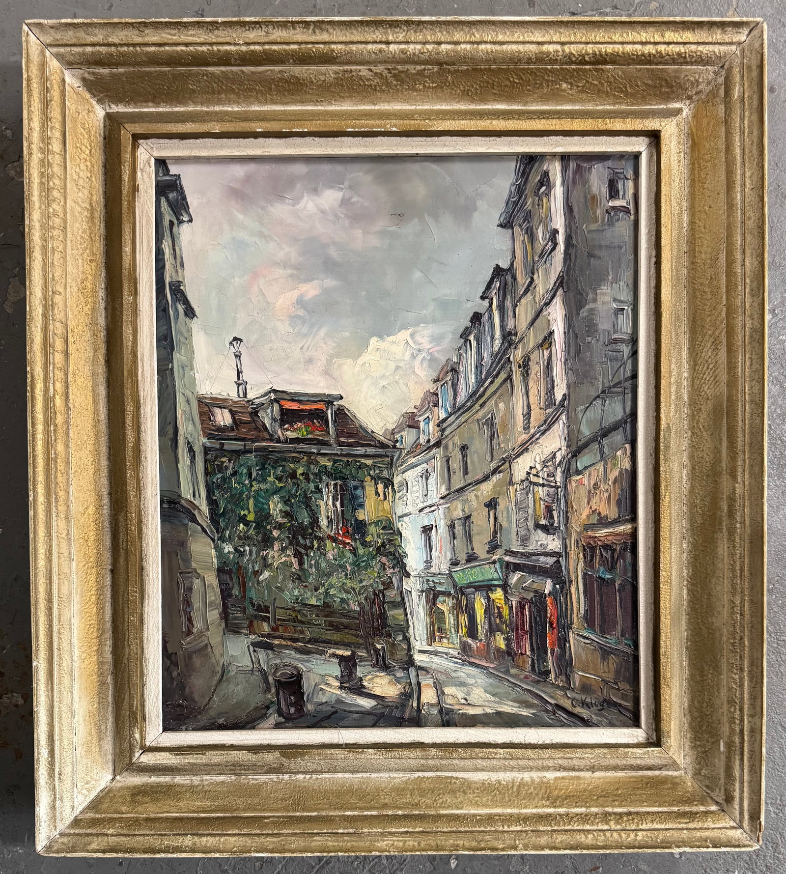 Constantin Kluge Oil on Canvas Painting: Constantin Kluge-(1912-2003)Oil on canvas 22x18”Frame:28x24”Born of Russian parents in Riga, he emigrated to Manchuria in 1919. There he studied the local dialect which deepend his fascina