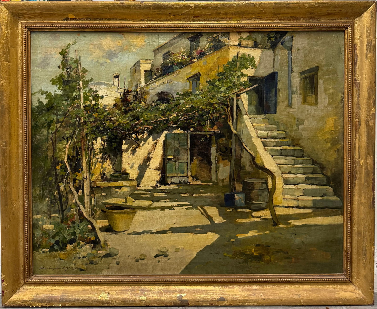 Colin Campbell Cooper Oil Painting: Oil on canvas 29x27”Frame:34.5 x 42”Colin Campbell Cooper-(1856-1937)1856 Philadelphia, Pennsylvania - 1937 Santa Barbara, California. Known for: City buildings, street scene, floral and p