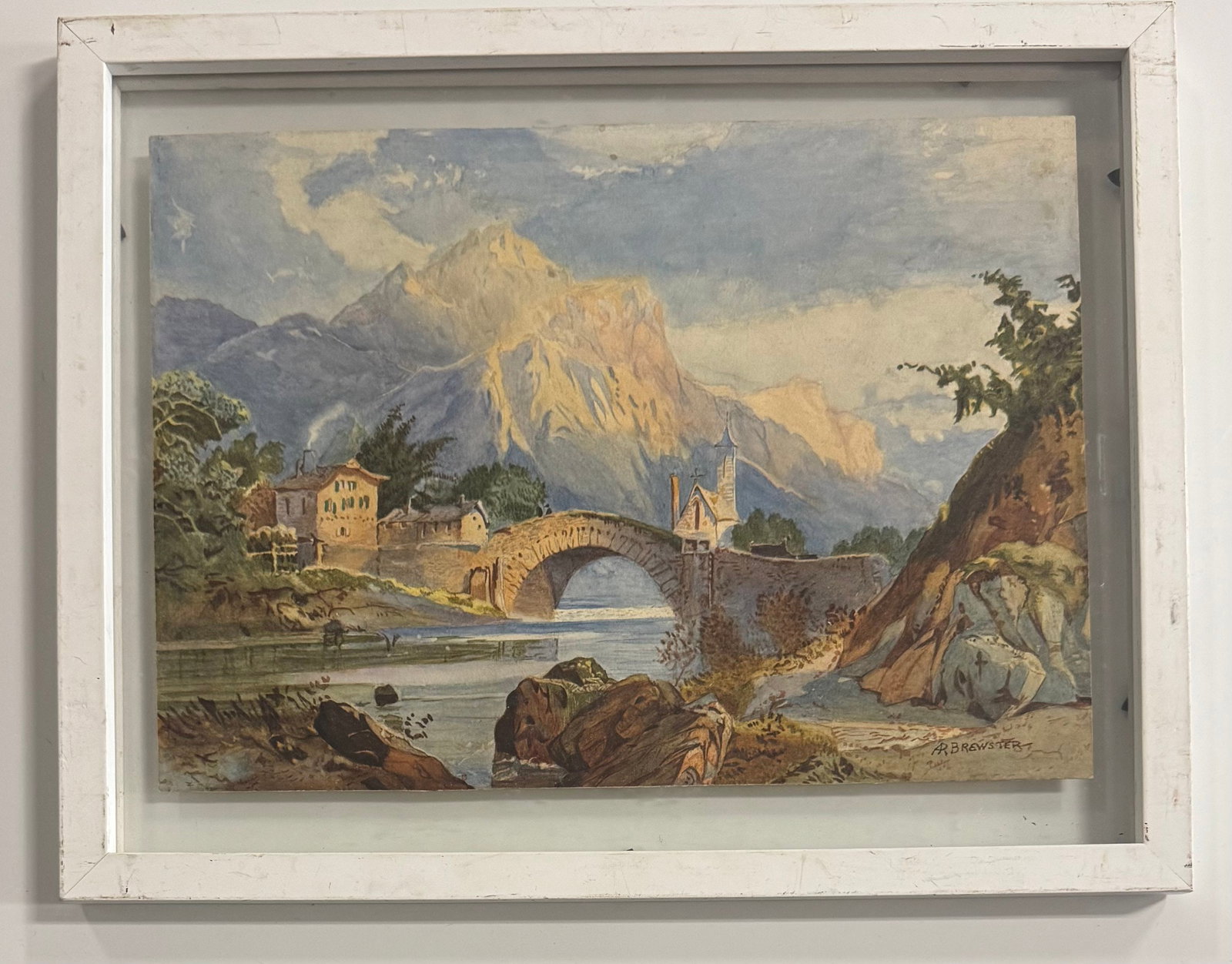 Anna Mary Richards Brewster Watercolor Painting: Anna Mary Richards BrewsterWatercolor on paper 9x12.5?Frame:11 3/4 x 14 3/4?1870 Germantown, Pennsylvania - 1952 Scarsdale, New York. Known for: Landscape, genre painting, illustration.Born in Germant