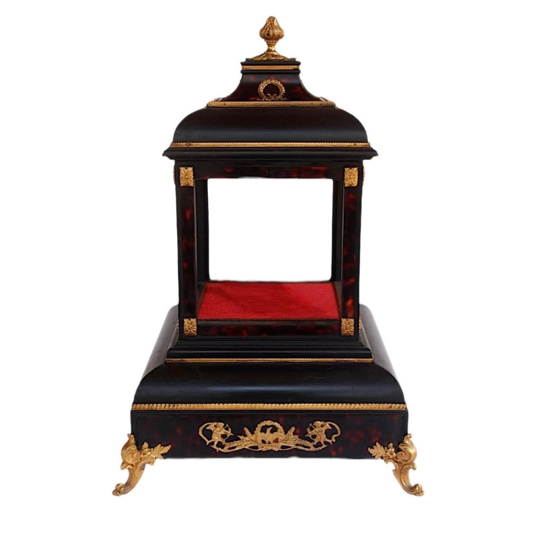 Vintage Wood & Bronze Counter Top Tower Style Glass Case (1 of 3)