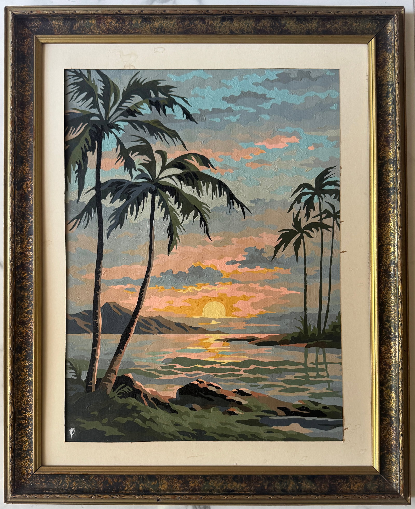 VINTAGE "SUNSET LAGOON" Painting (1 of 3)