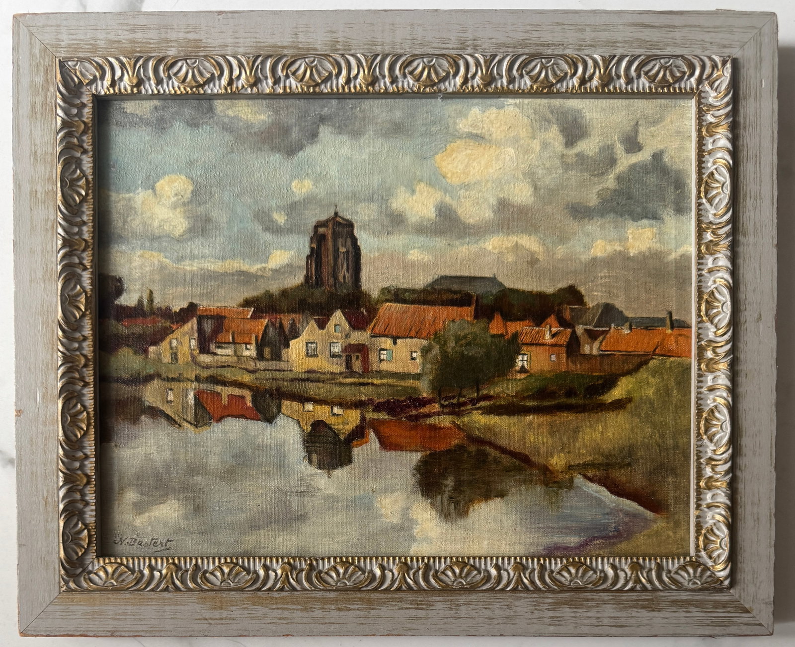 Nicolaas Syvert Bastert Oil On Canvas Painting: Nicolaas Syvert Bastert.1854 - 1939.Oil on canvas 9x11.5?Frame:11 1/4 x 13 3/4?