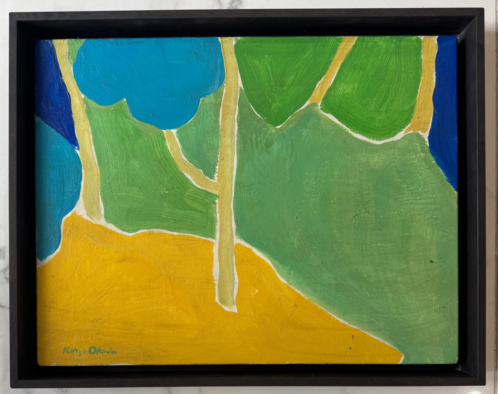 Kenzo Okada Oil On Canvas Painting: Kenzo Okada1902 Yokohama, Japan - 1982 Tokyo, Japan. Known for: Geometric non ob-landscape painting, mural.Kenzo Okada, born in Yokahoma, Japan in 1902 as the son of a wealthy industrialist enjoyed a