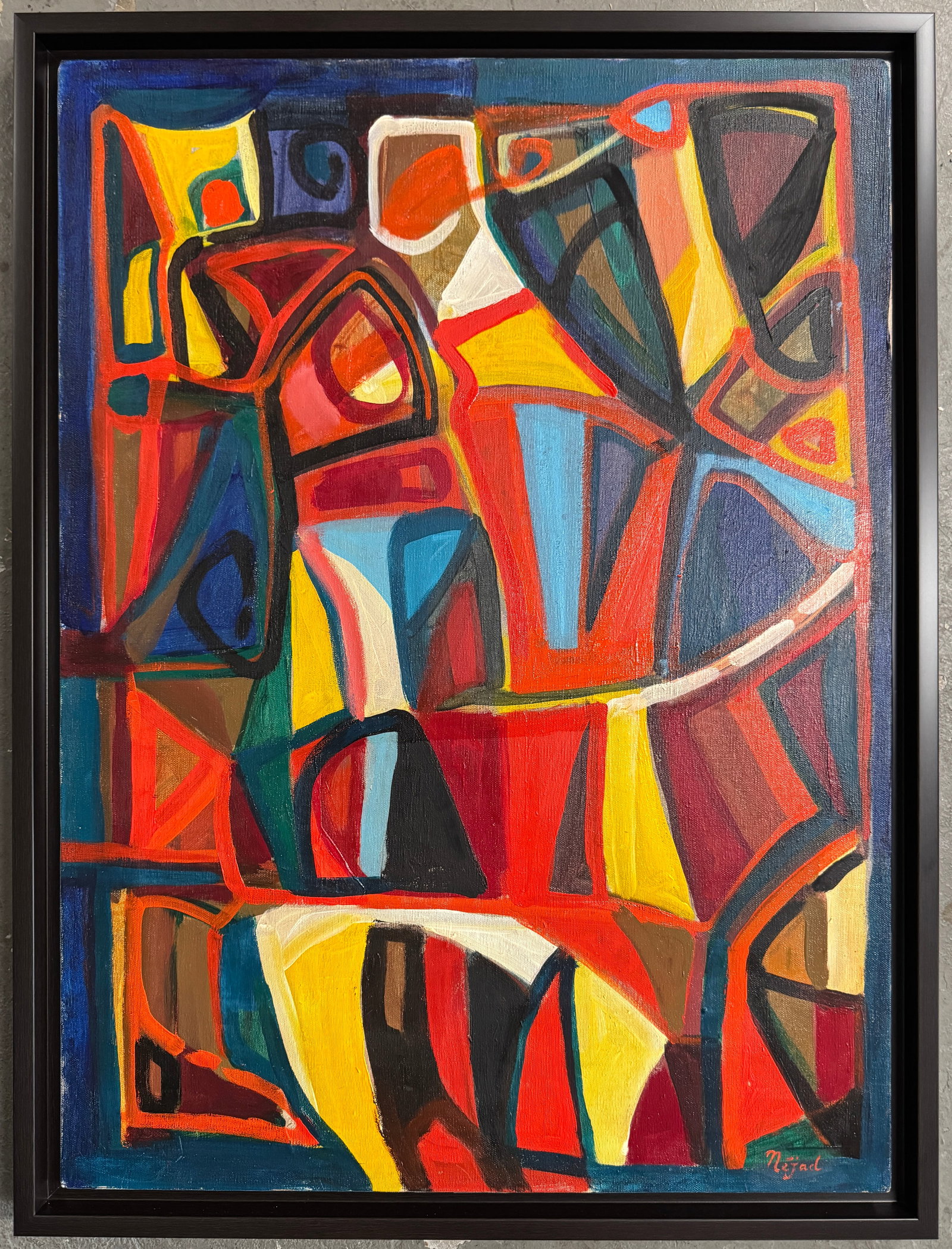 Nejad Melih Devrim Oil on Canvas Painting: Nejad Melih Devrim1923 - 1995.Born to a highly educated family of artists and poets, he was the son of a pioneering female artist Fahrelnissa Zeid, and taught by L?opold L?vy at the Istanbul Academy o