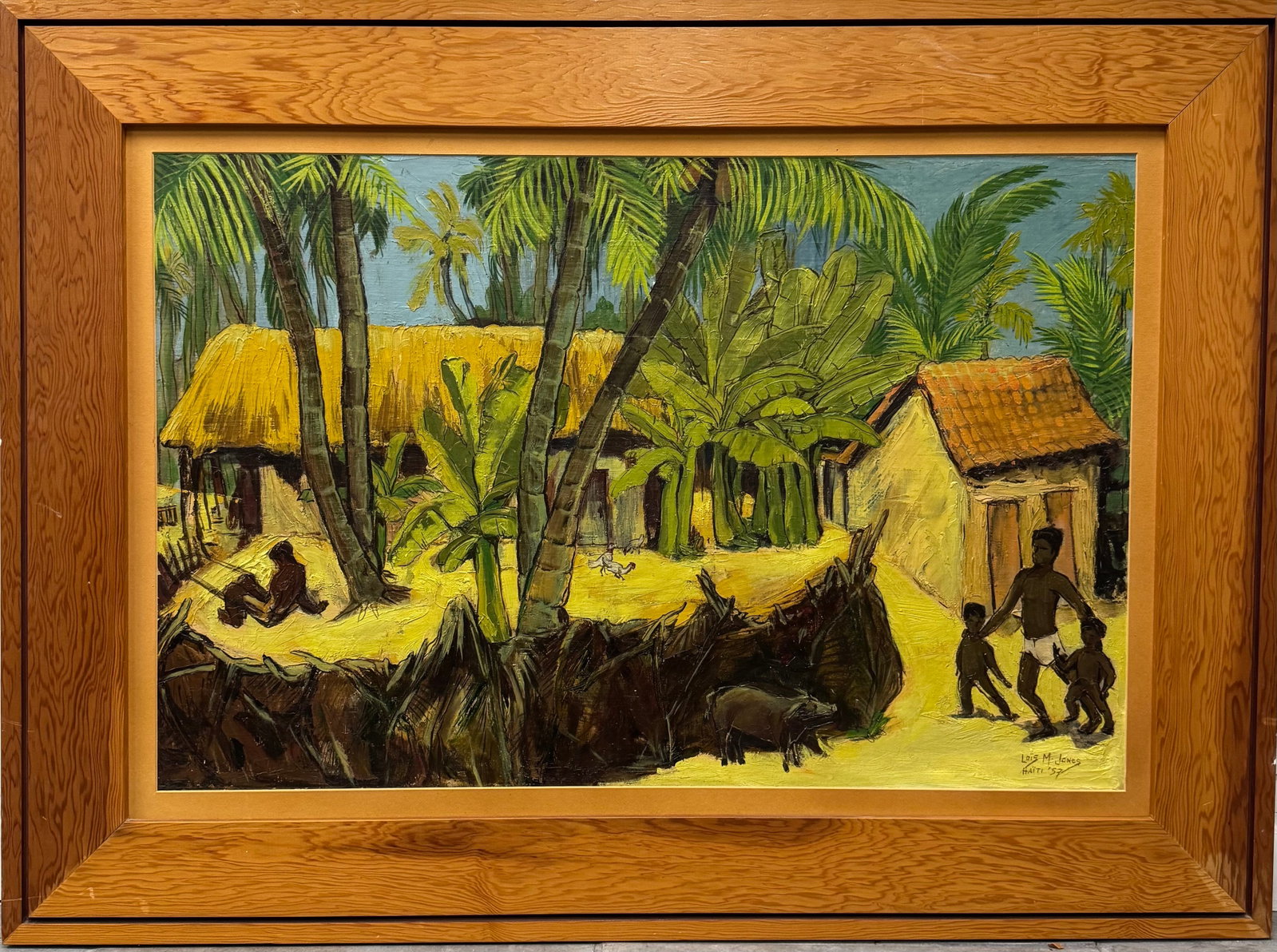 Lois Mailou Jones Oil on Panel Painting: Oil on panel 25x38?Frame:34x46?1905 Boston, Massachusetts - 1998 Boston, Massachusetts. Known for: African figure-genre, landscape, still life and mask painting, teaching.Artist Statement: "Mine is a