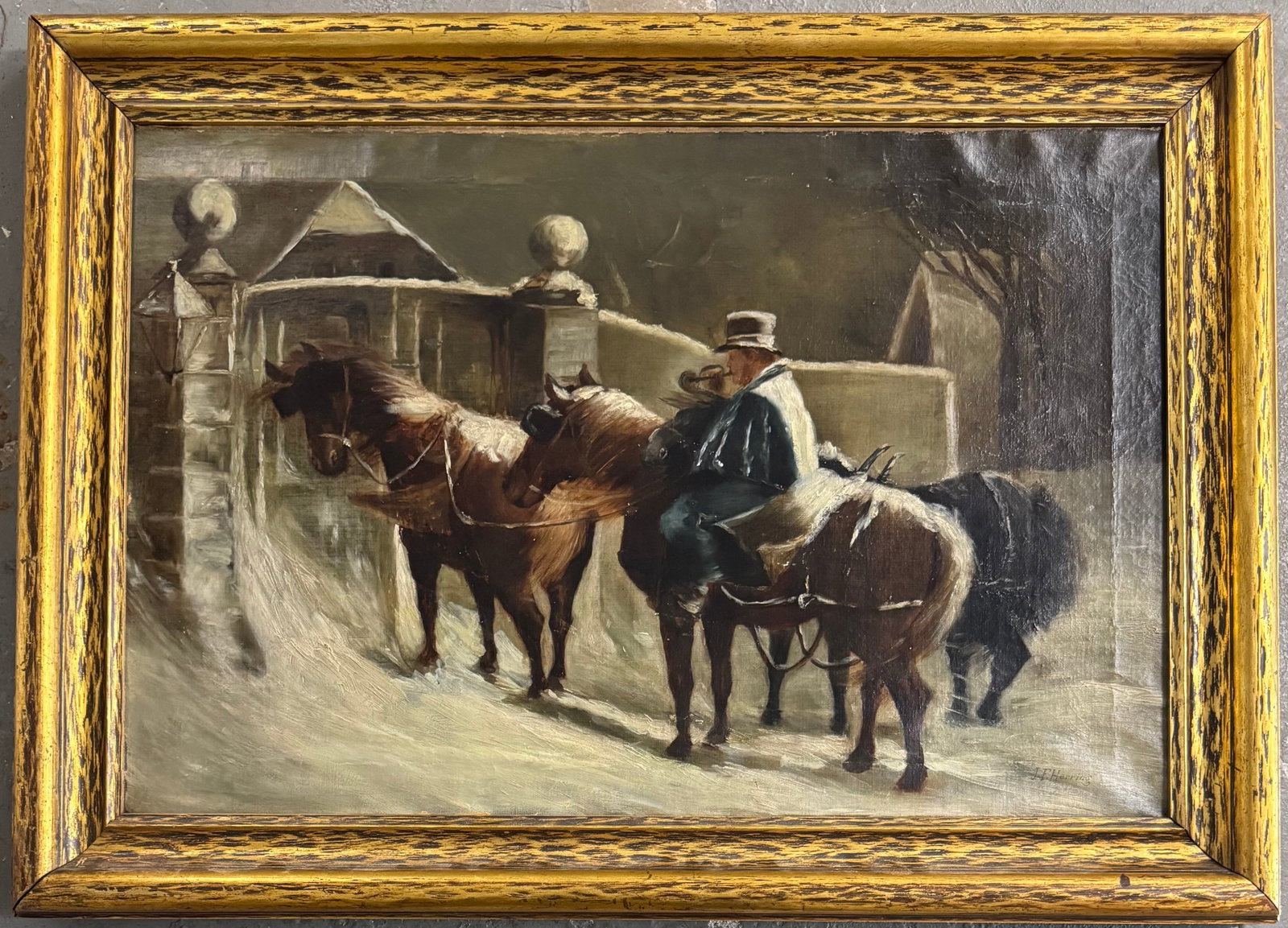 John Frederick Herring Jr Oil on Canvas Painting: John Frederick Herring Jr-(1815-1907)Oil on canvas 20x30?Frame:25.5x35.5?1815 Doncaster, England - 1907 Doncaster, England. Known for: Bucolic landscape, sports and animal painting.Best known for his