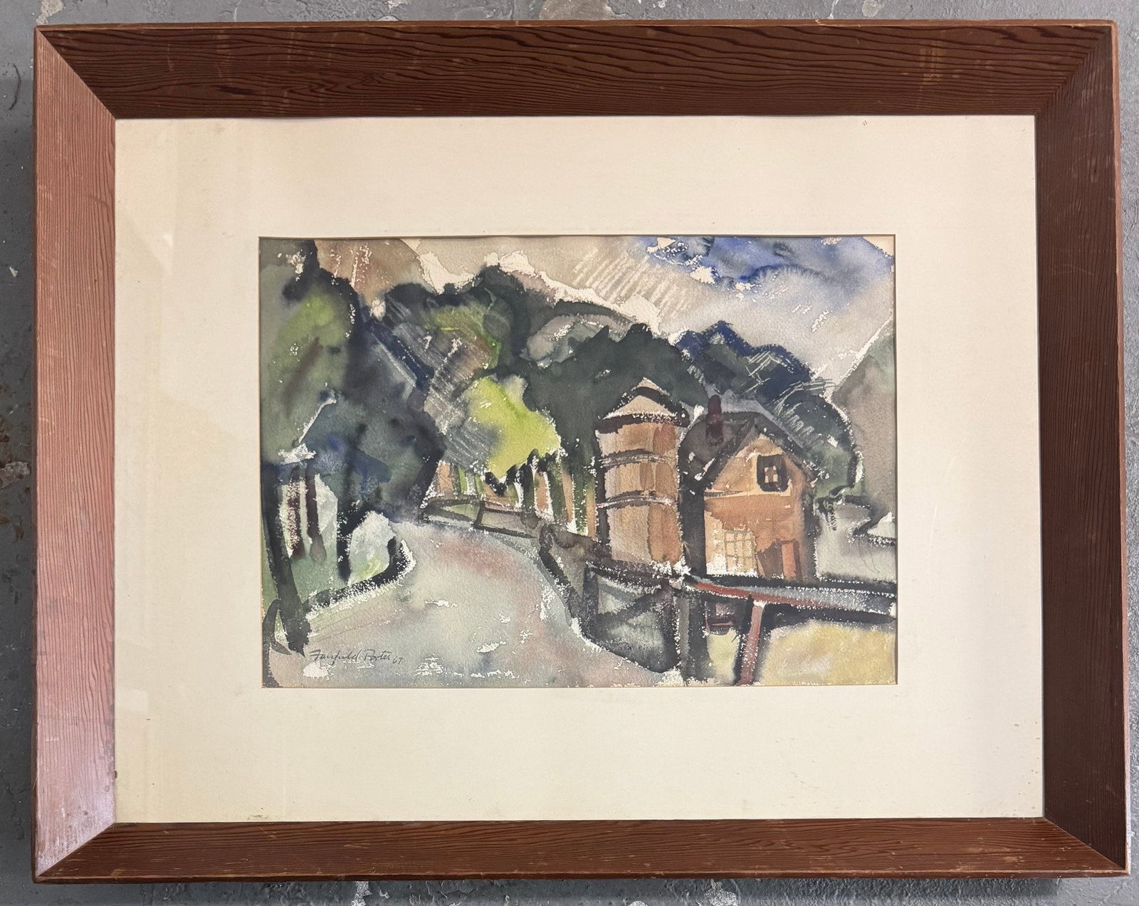 Fairfield Porter Watercolor Painting: Watercolor on paper 14.5x20.5?Frame:22.5x33.5?1907 Winnetka, Illinois - 1975 Southampton, New York. Known for: Landscape, coastal, figure and genre painting.Fairfield Porter was born in Winnetka,