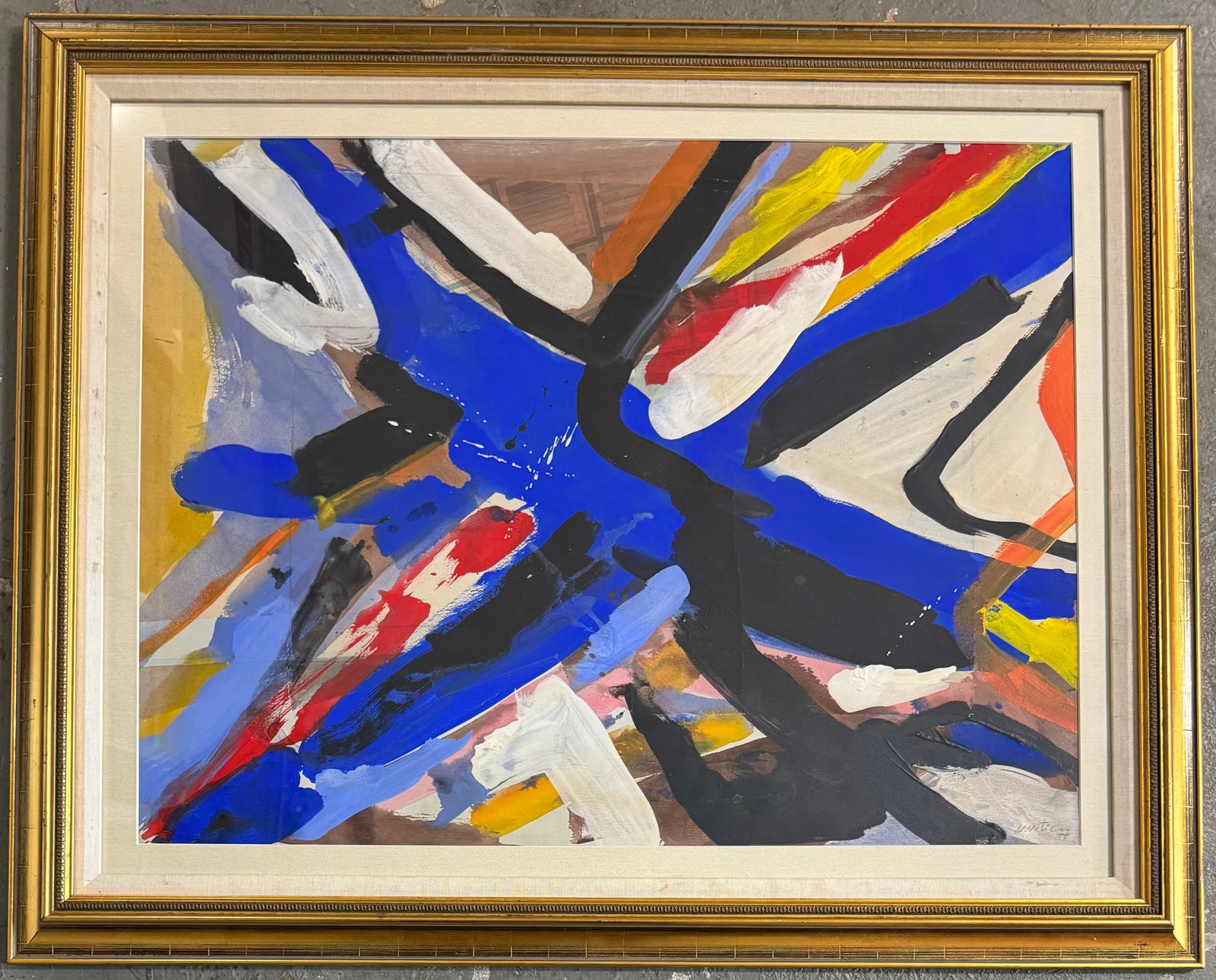 Edo Murtic Mixed Media Painting: Mixed media on paper 22x28.5?Frame:29x36?The Croatian painter Edo Murtic (1921-2005) was an active member of the armed resistance against the German occupation in 1944. Before the war he painted