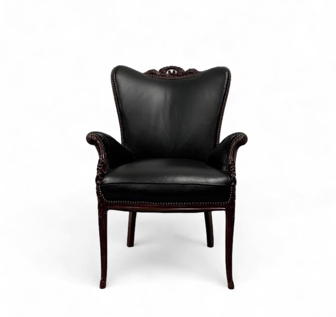 Victorian Style Leather And Wood Chair (1 of 3)