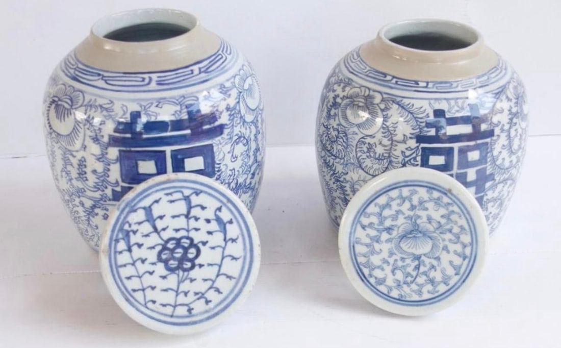 Vintage Pair of Chinese Porcelain Ginger Jars (1 of 2)