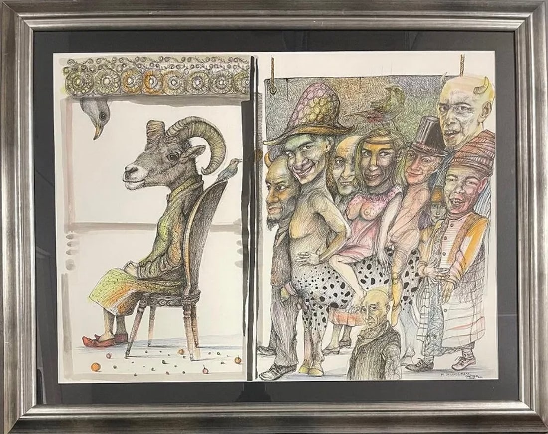 Eudaldo Crespo Mixed Media on Board Art: Eudaldo Crespo Mixed Media on paper Art: 22" x 30" Born in Cuba in 1958.
