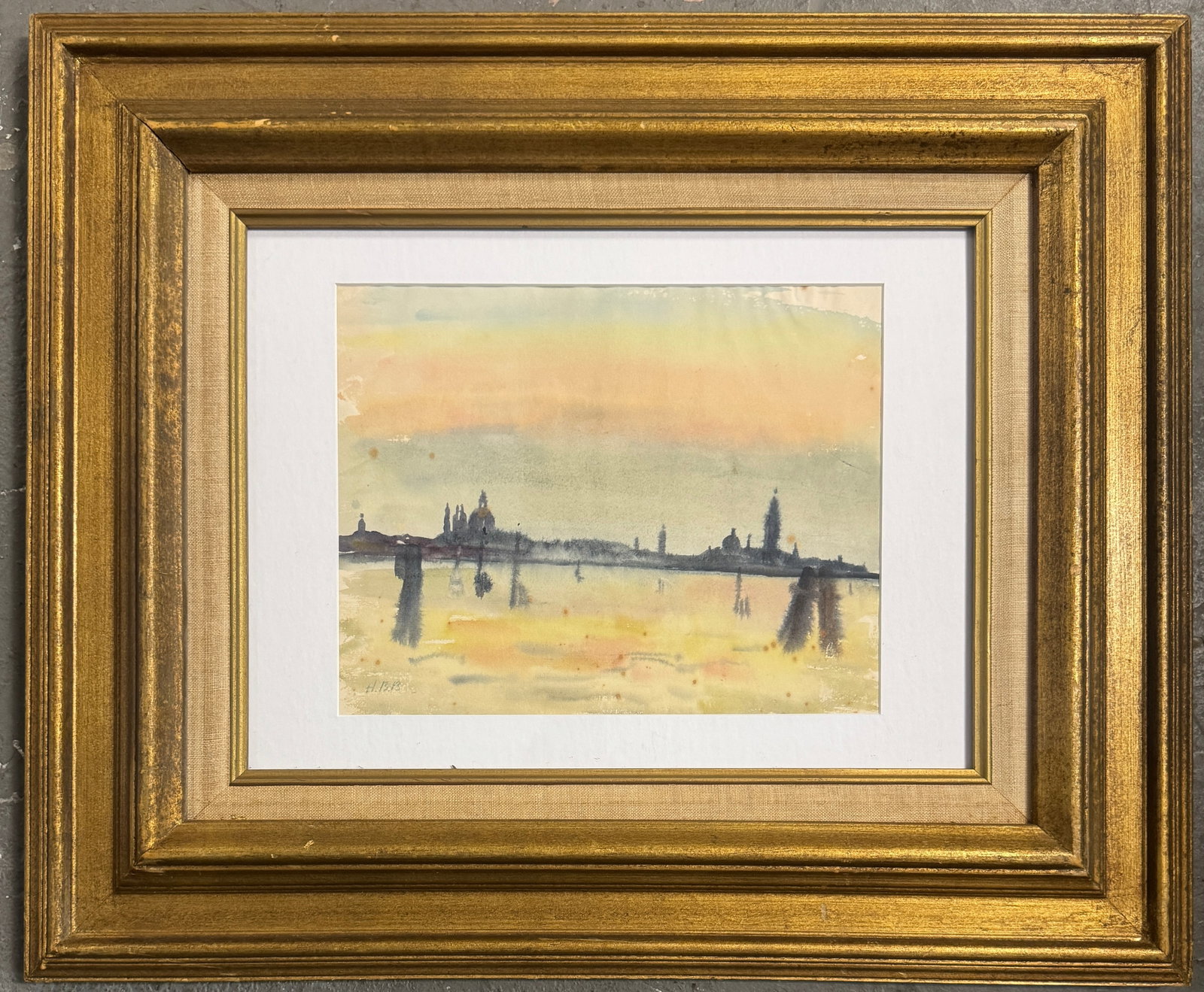 Hercules Brabazon Watercolor Painting: Hercules Brabazon Brabazon (British, 1821-1906)Medium: Watercolor on Paper Dimensions: 9.5" x 12.25", frame:20 1/4x24.5?. A watercolor on paper by Hercules Brabazon Brabazon, known for his