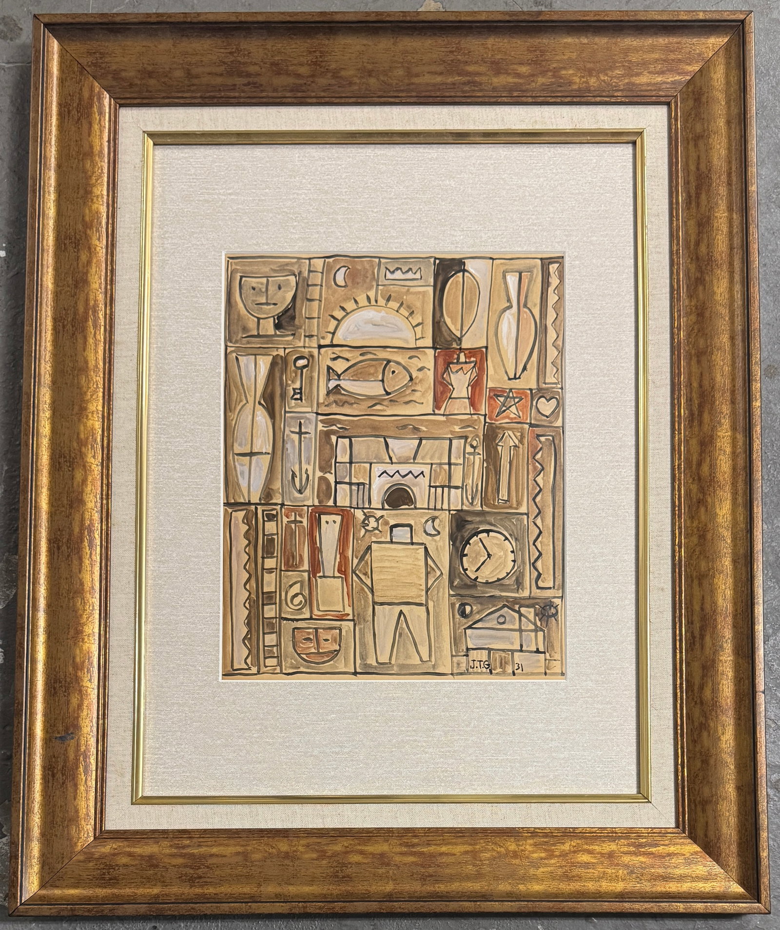 Joaquin Torres-Garcia Mixed Media on Paper (1 of 3)